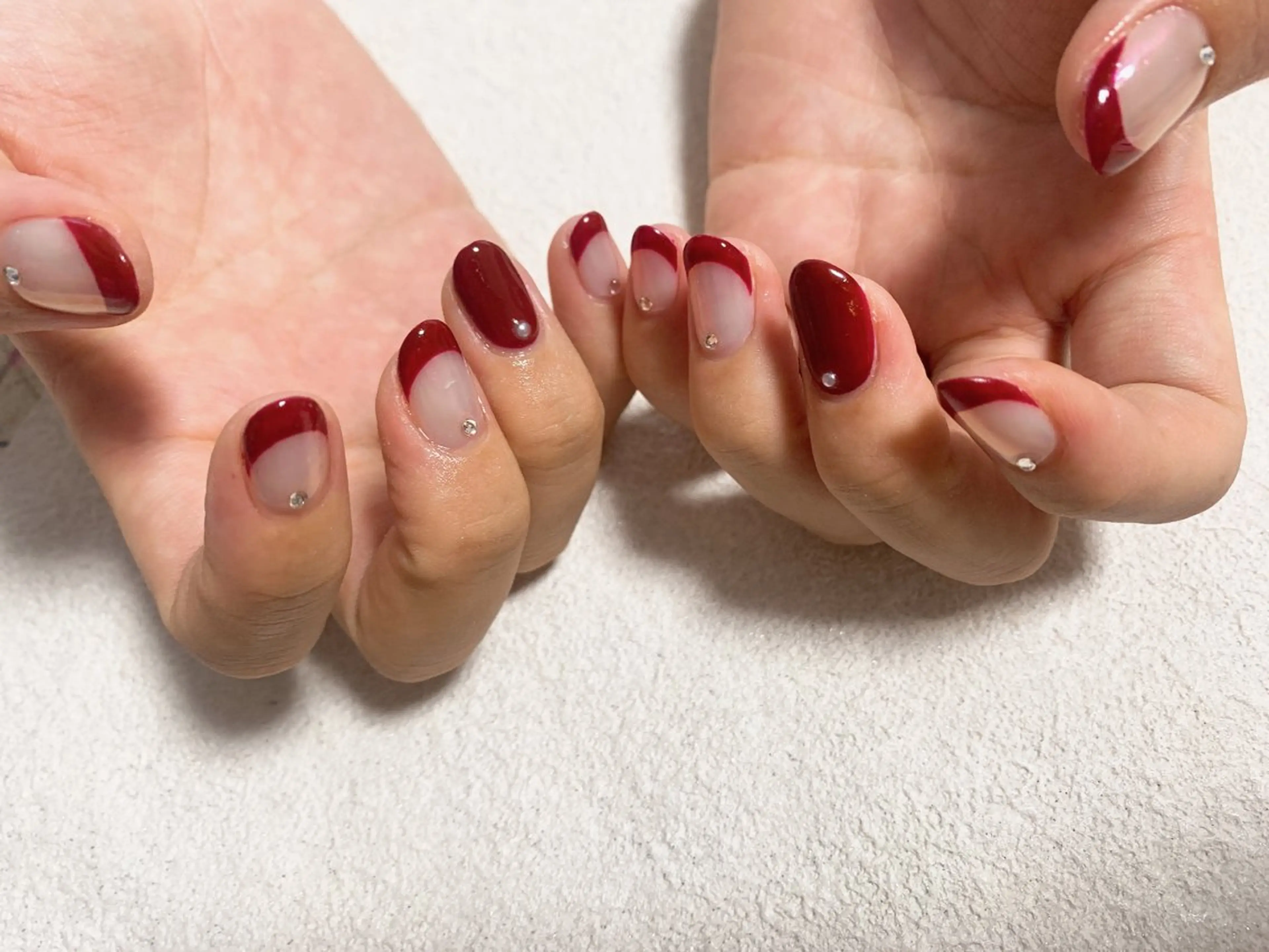 ネイル ボルドー フレンチネイル ジェルネイル 韓国ネイル メンズネイル kiki nail たまプラーザのネイルデザイン