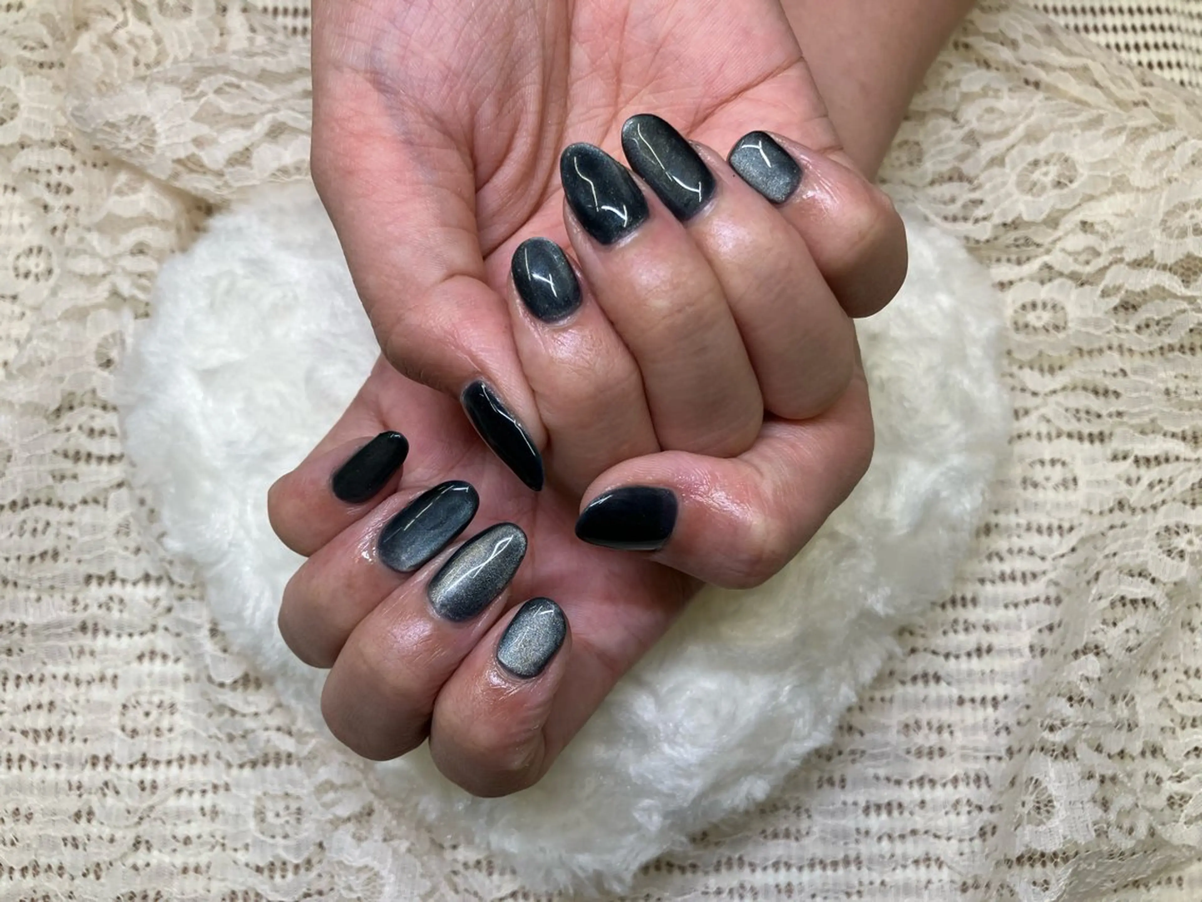 ネイル マグネットネイル ネイビー ハンドネイル Horizon ☆ Nailsのネイルデザイン