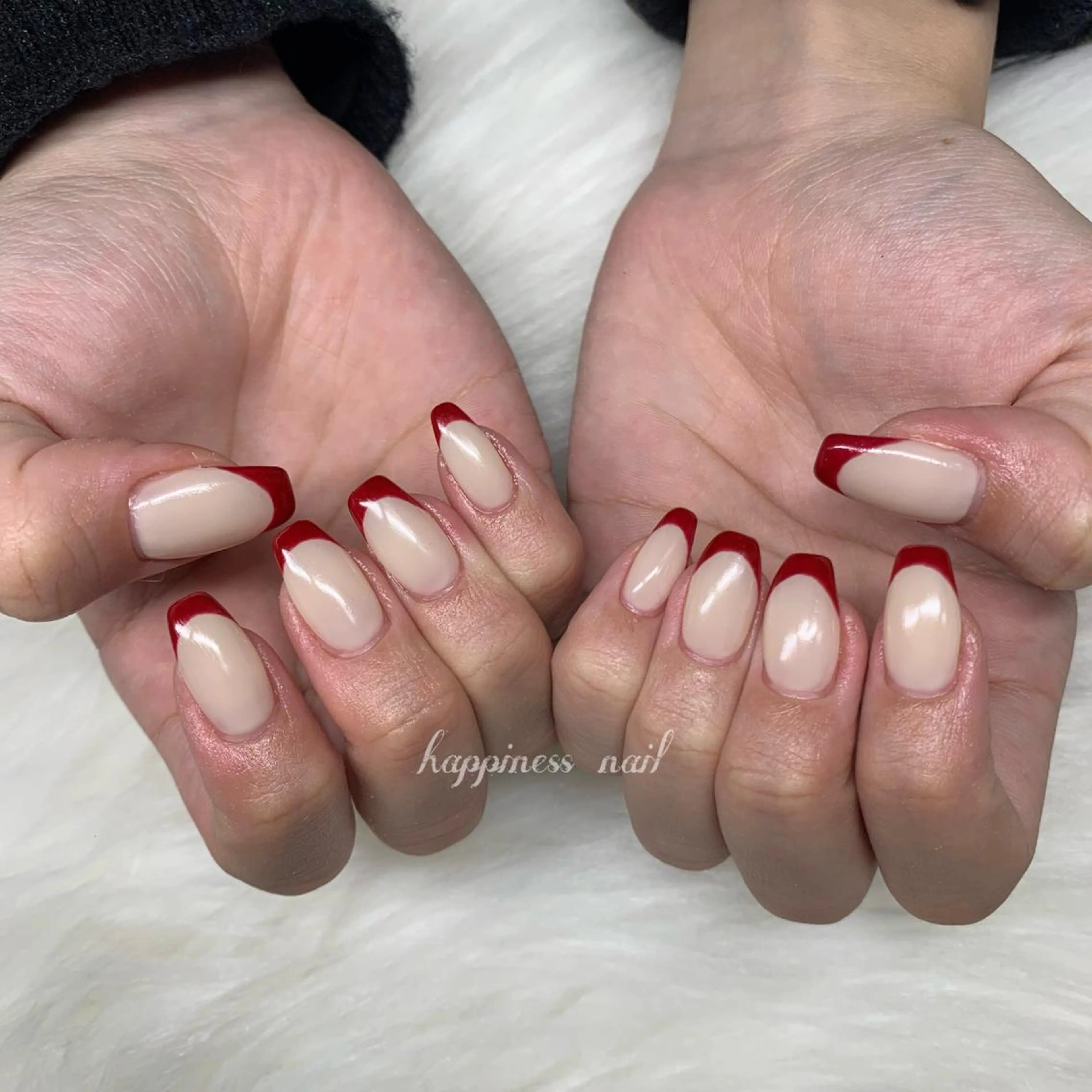 ネイル ボルドー フレンチネイル スカルプネイル happiness nailのネイルデザイン