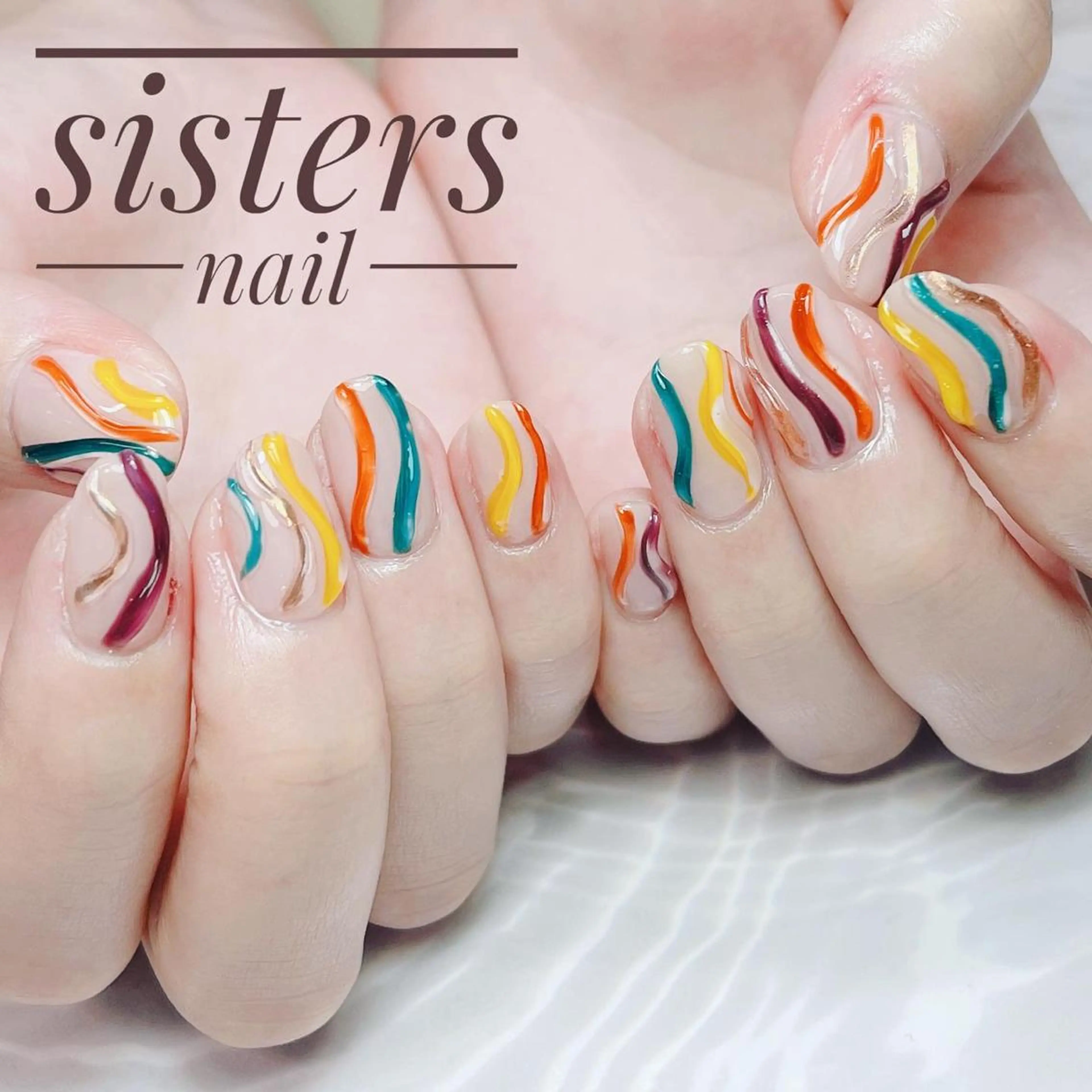 ネイル アートネイル ミラーネイル ニュアンスネイル 夏ネイル sisters nail.fのネイルデザイン