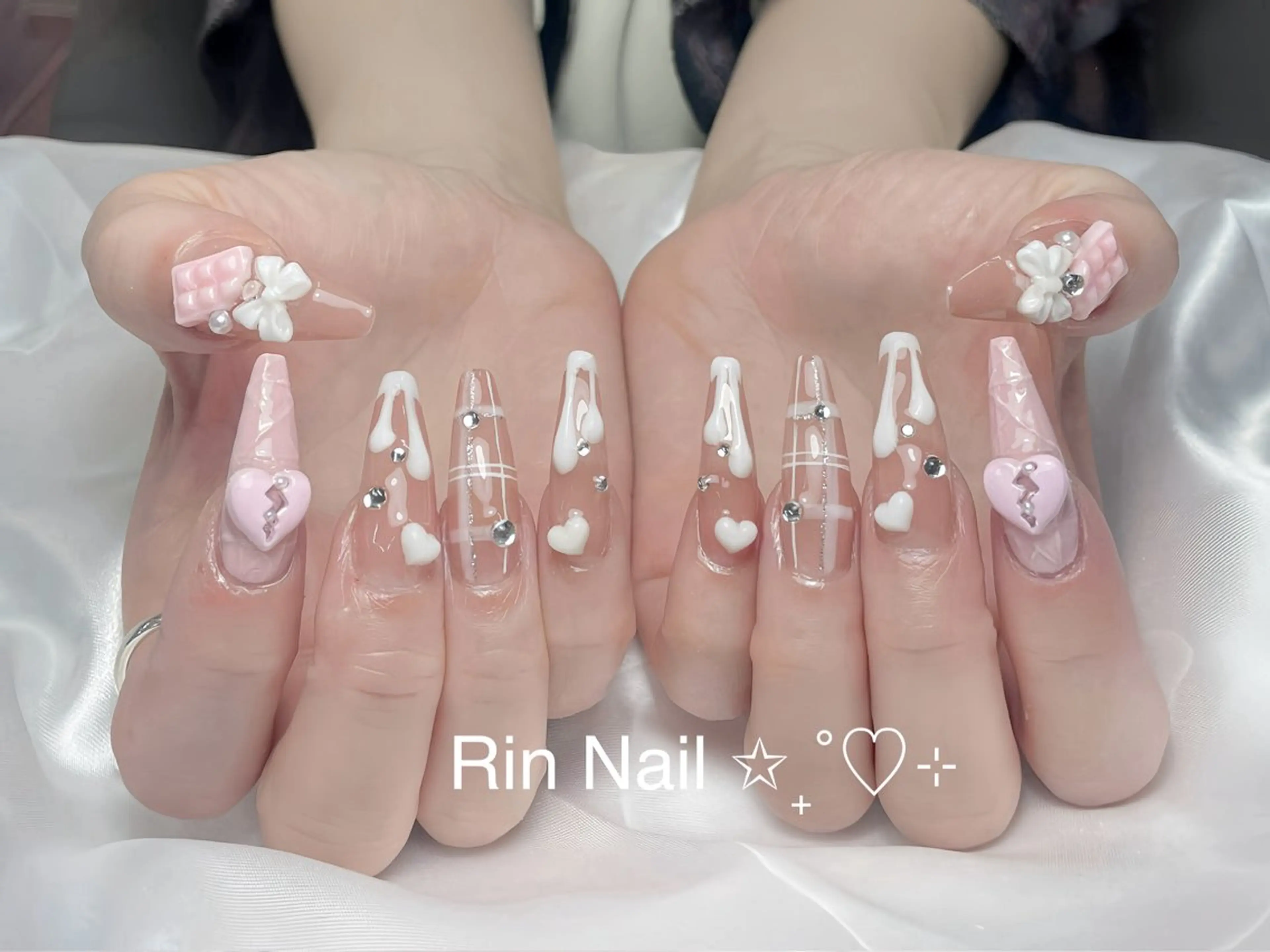ネイル アートネイル ロングネイル ニュアンスネイル スカルプネイル ネイルチップ ハンドネイル Rin Nail 新大久保店のネイルデザイン