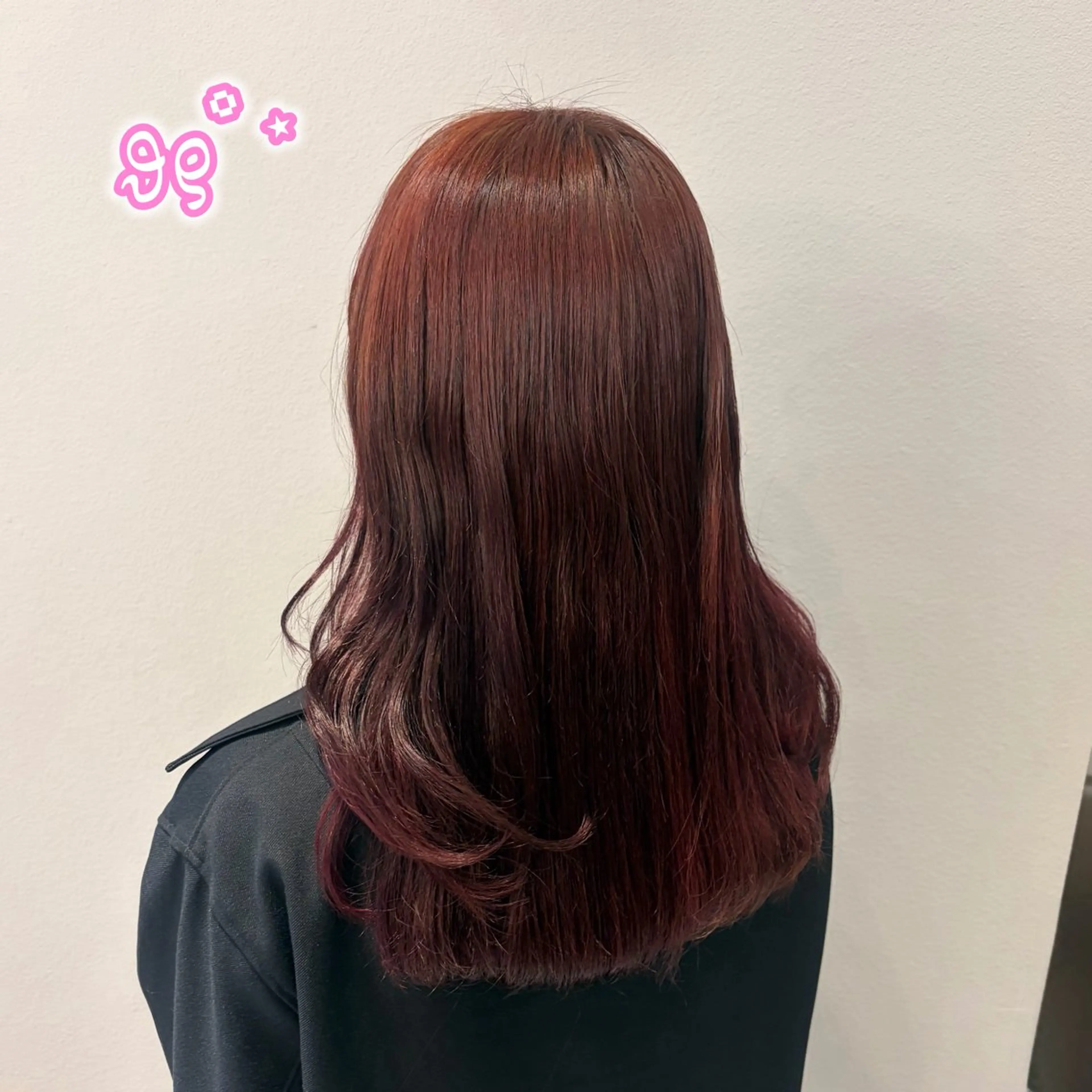 セミロング カラー ボルドーカラー カット ヘアカラー 顔周り/ガーリー /ヘアメ/あつはのヘアスタイル