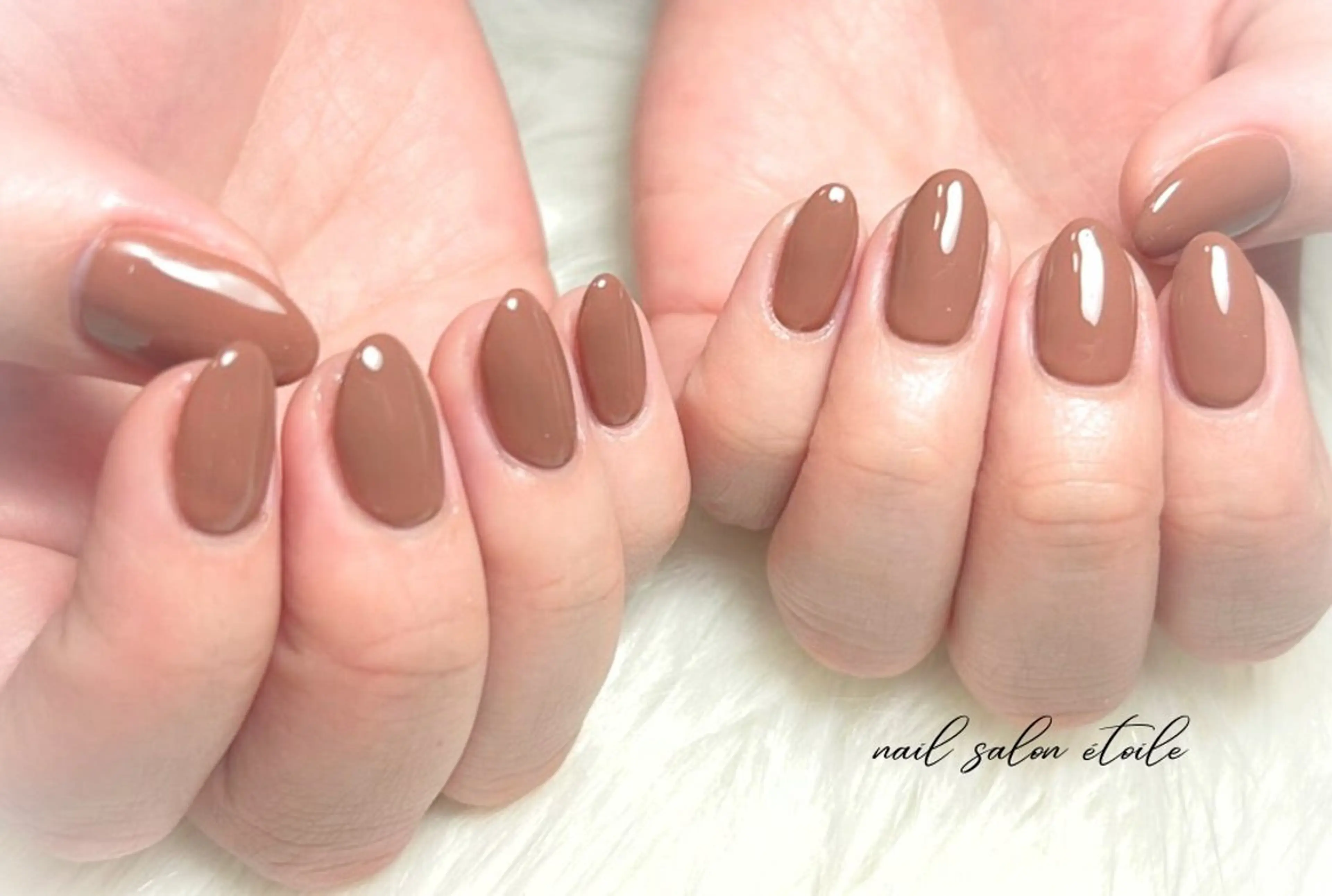 ネイル ブラウン ワンカラーネイル シンプルネイル ハンドネイル nail salon étoileのネイルデザイン