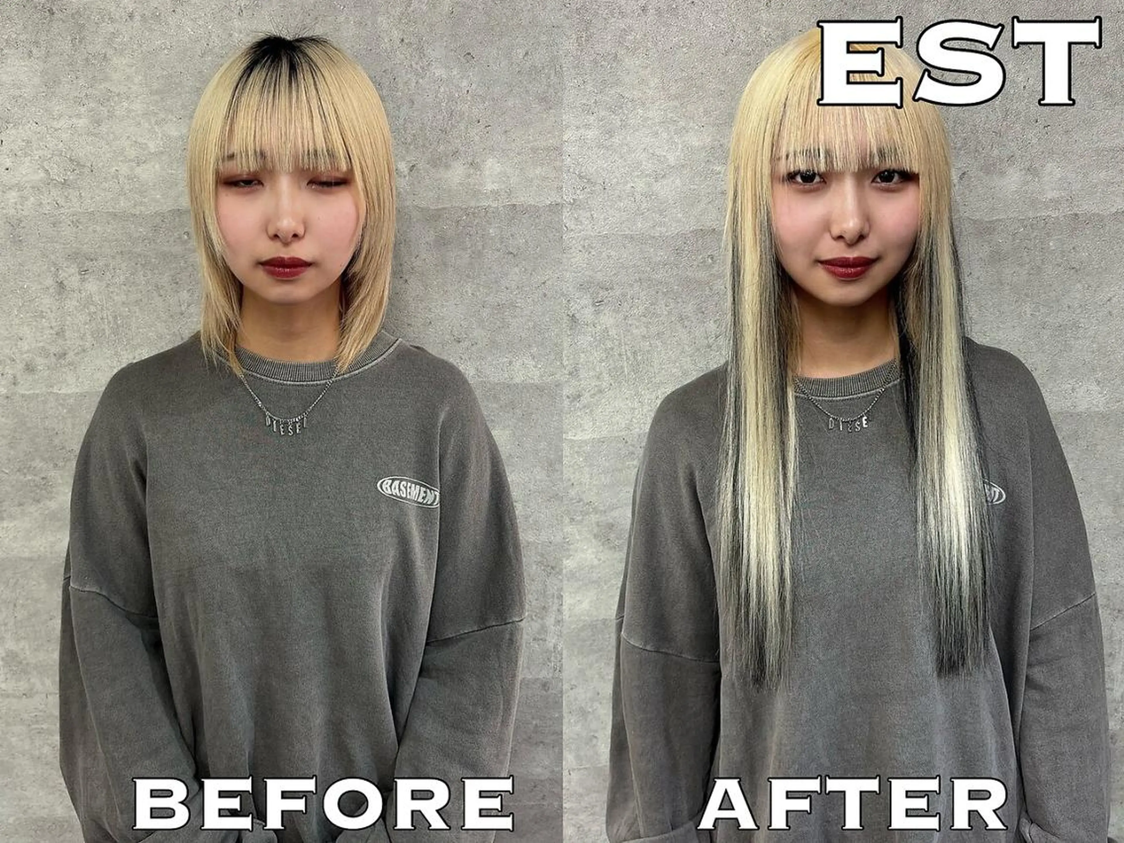 ロング カラー ヘアアレンジ シールエクステ バレイヤージュ ベージュカラー 黒髪 ブリーチ M. KANAのヘアスタイル