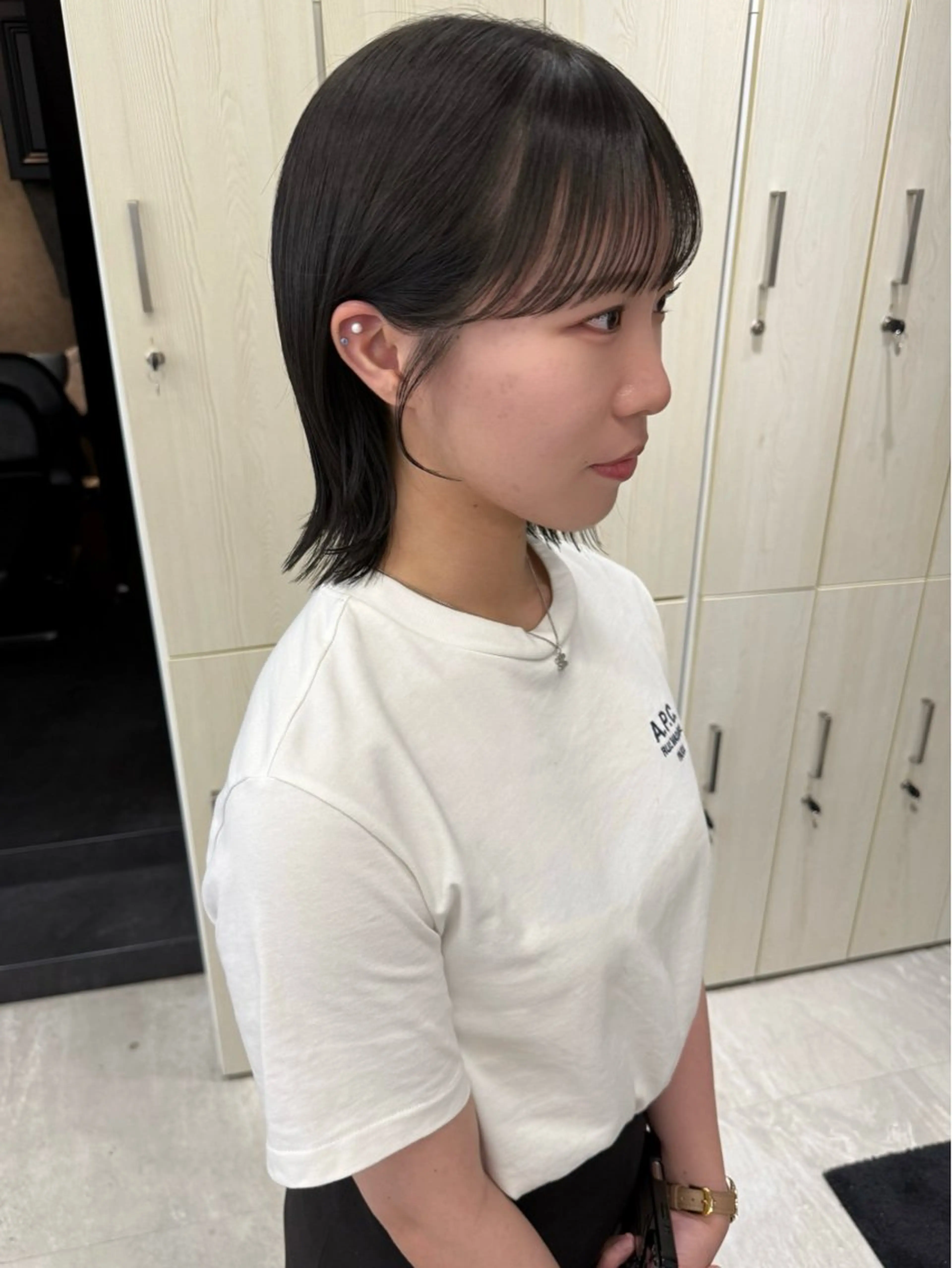 ショート ボブ むく。/顔周りカット /透明感カラーのヘアスタイル