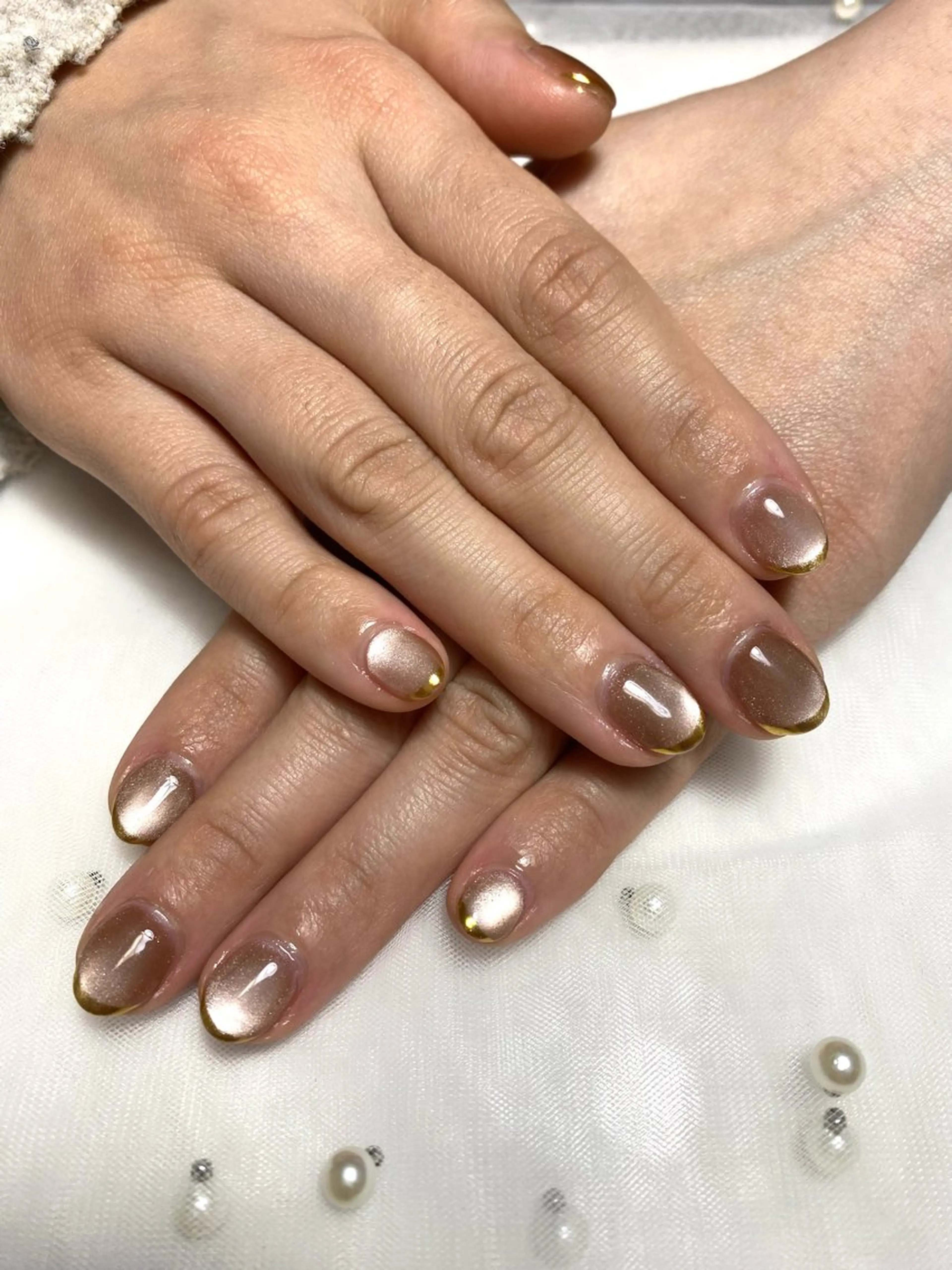 ネイル フレンチネイル マグネットネイル ミラーネイル Nail mimi．のネイルデザイン
