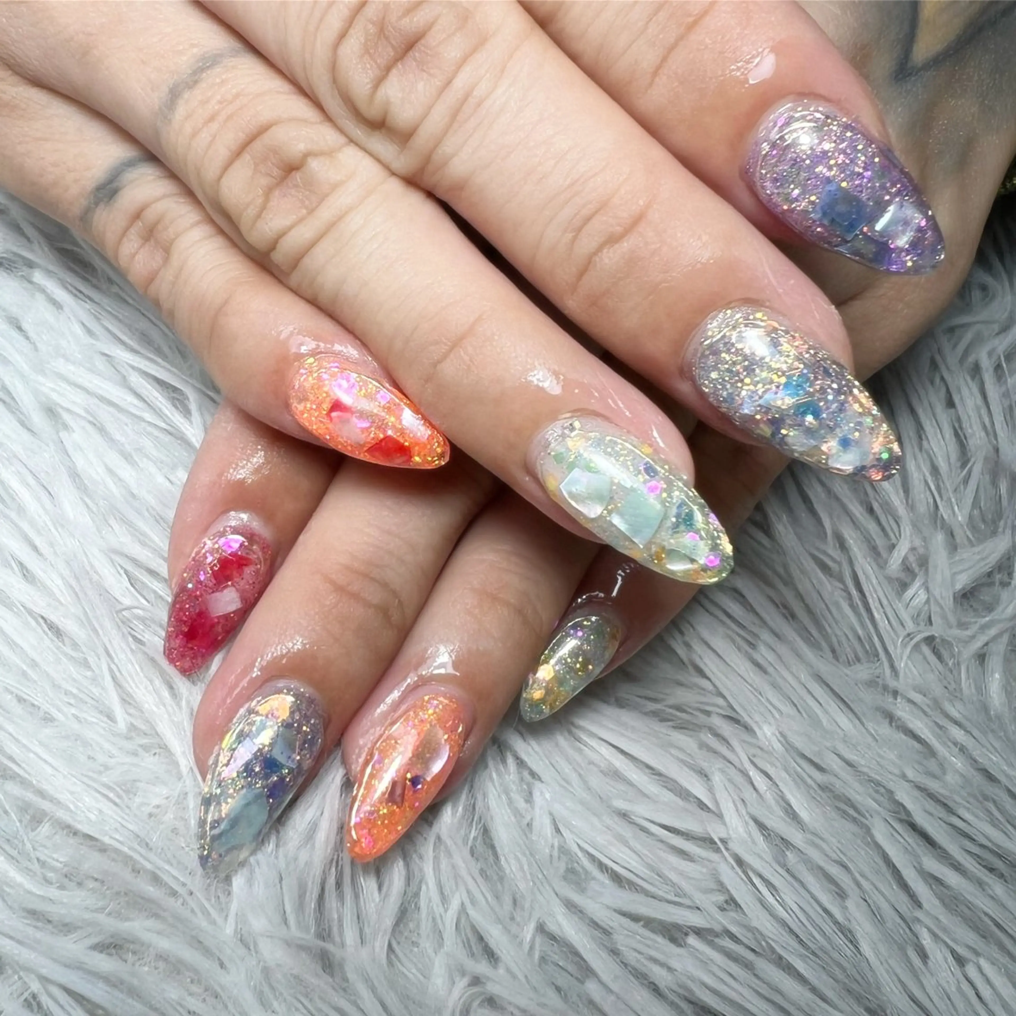 ネイル スカルプネイル ショートネイル 夏ネイル ハンドネイル シェヌネイル JURAのネイルデザイン