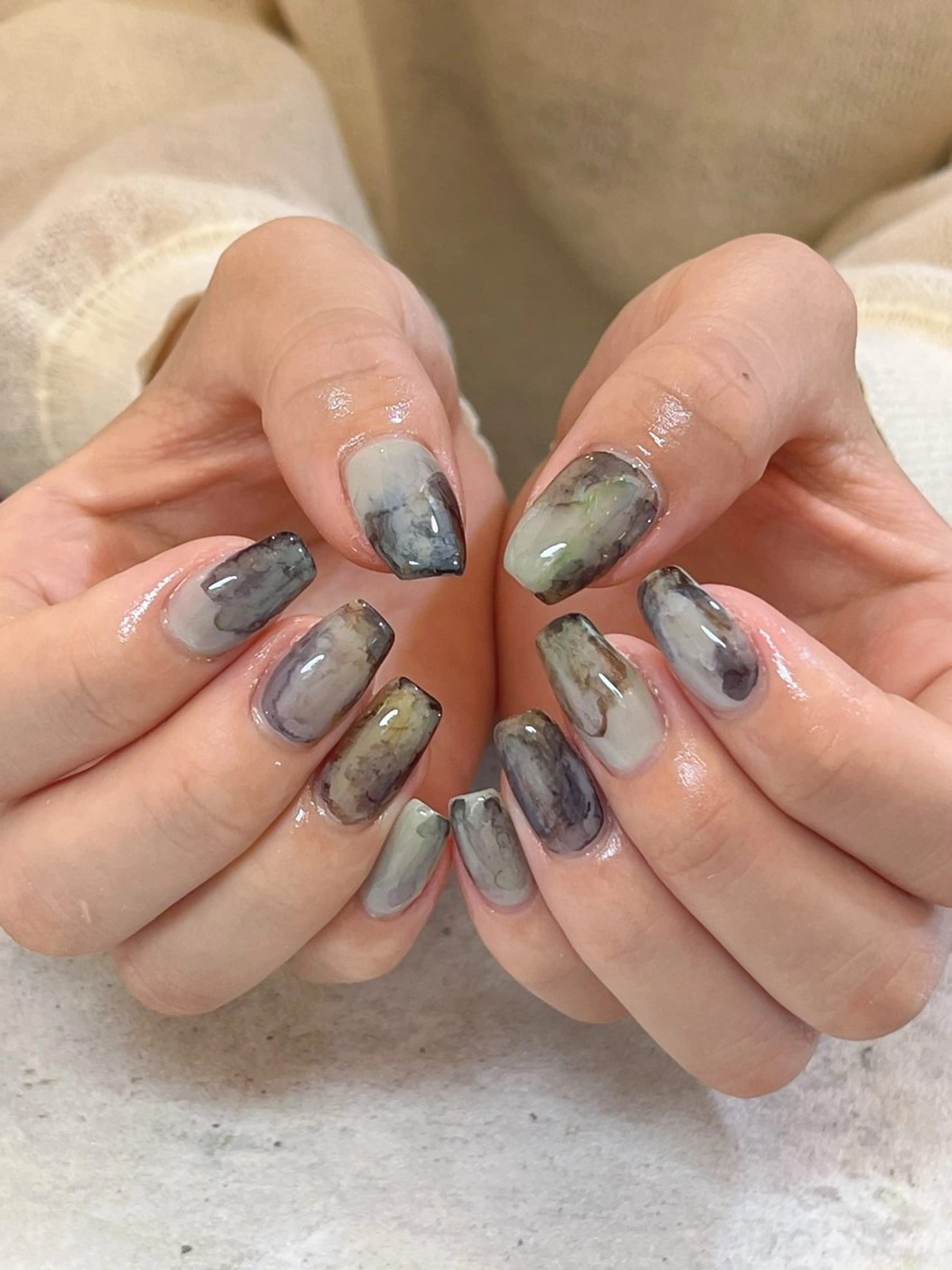 ネイル アートネイル ニュアンスネイル シンプルネイル ワンホンネイル ハンドネイル r.nailBY α 大阪福島区/岸本🧸のネイルデザイン