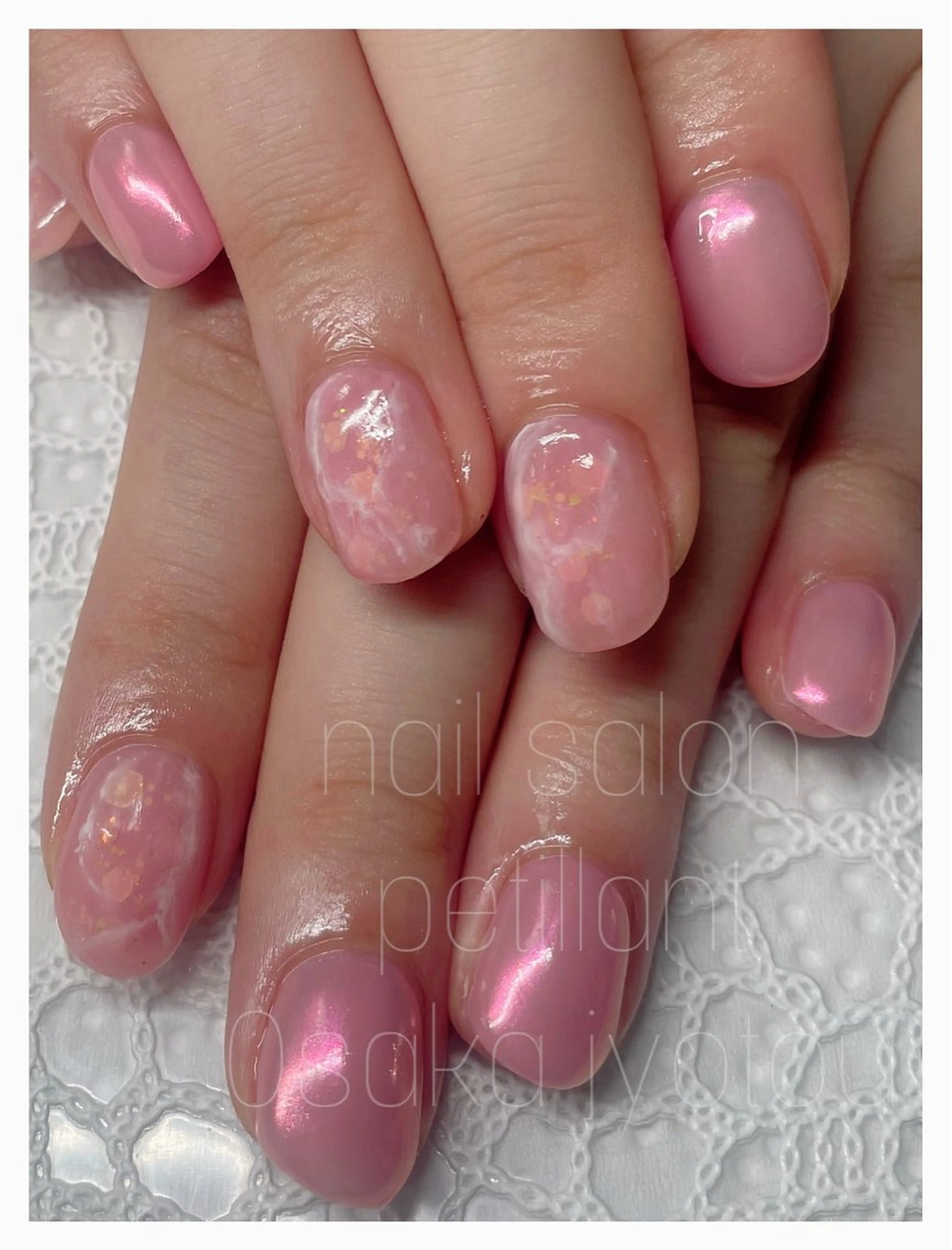 ネイル アートネイル ピンク nail salon petillantのネイルデザイン