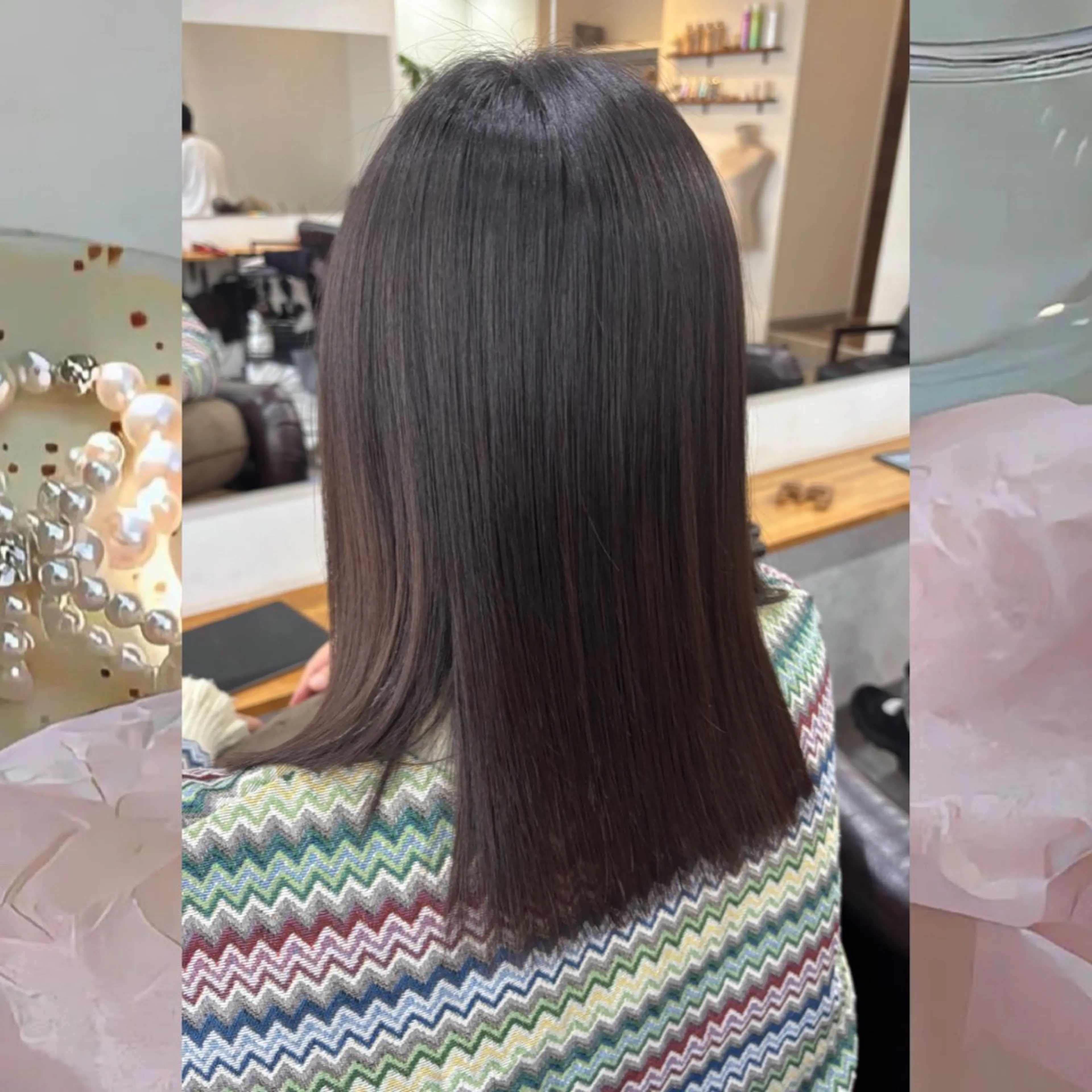 ミディアム カット 縮毛矯正 河原 彩心【練習モデル】のヘアスタイル