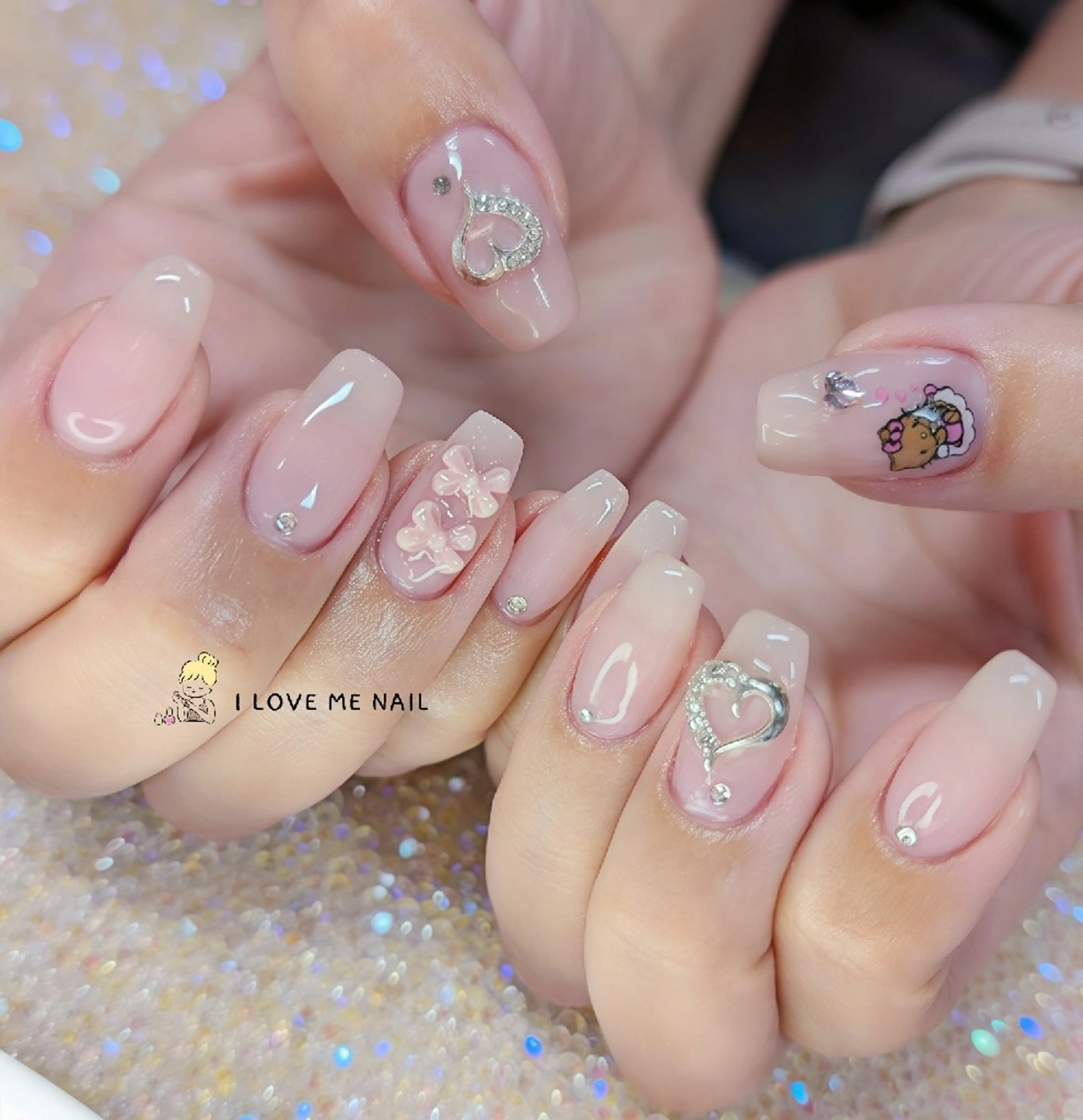 ネイル 長さ出し ハート 韓国ネイル マグネットネイル ニュアンスネイル I LOVE ME NAIL.｡.:*♡のネイルデザイン