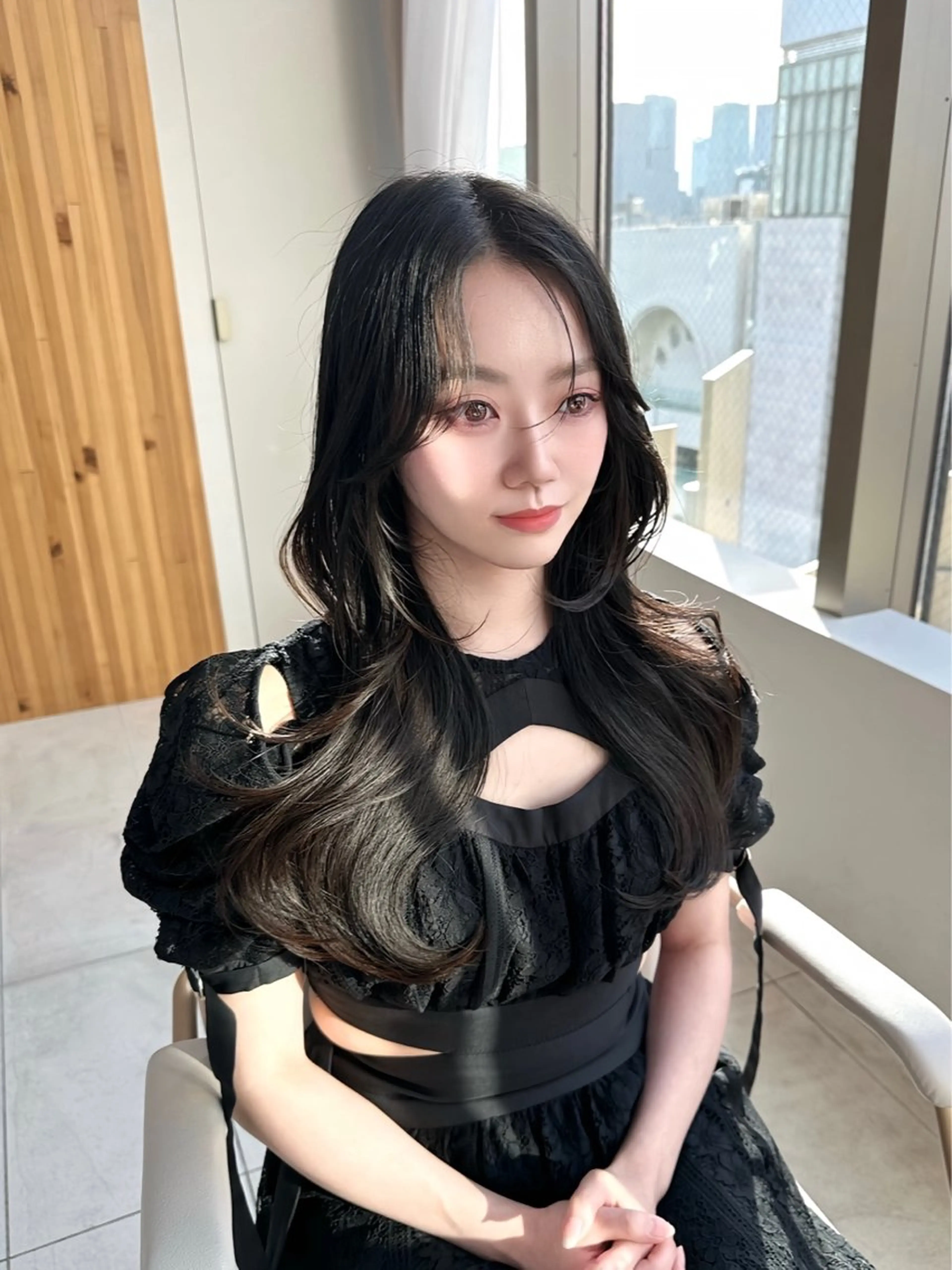 ロング カラー ダークグレー ダークグレージュ グレージュ くびれヘア 韓国風ヘア 🇰🇷韓国風くびれ ヘア🇰🇷中村優大のヘアスタイル