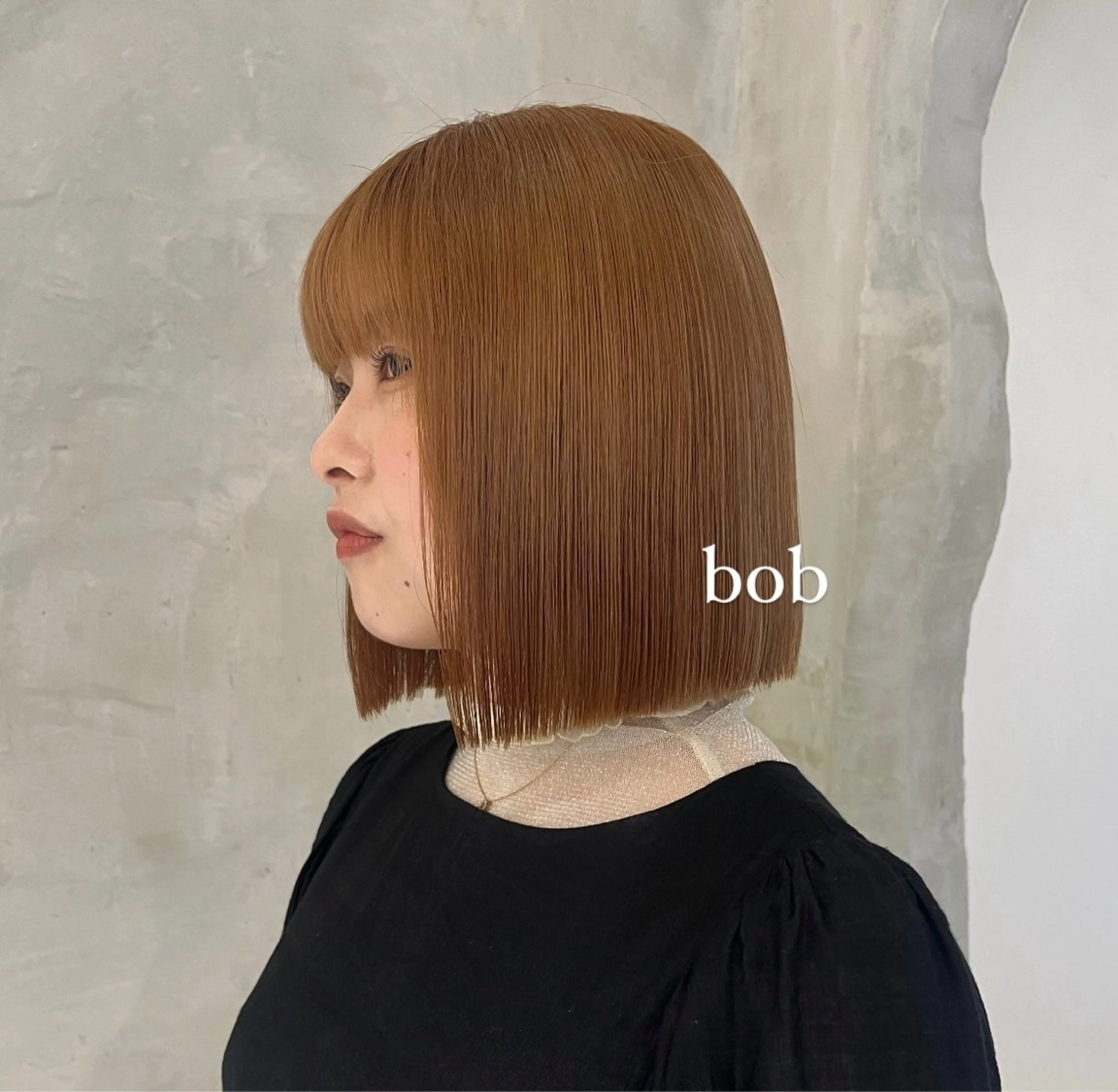 ミディアム カラー ボブ カット 切りっぱなしボブ/ 艶カラー/綾莉のヘアスタイル