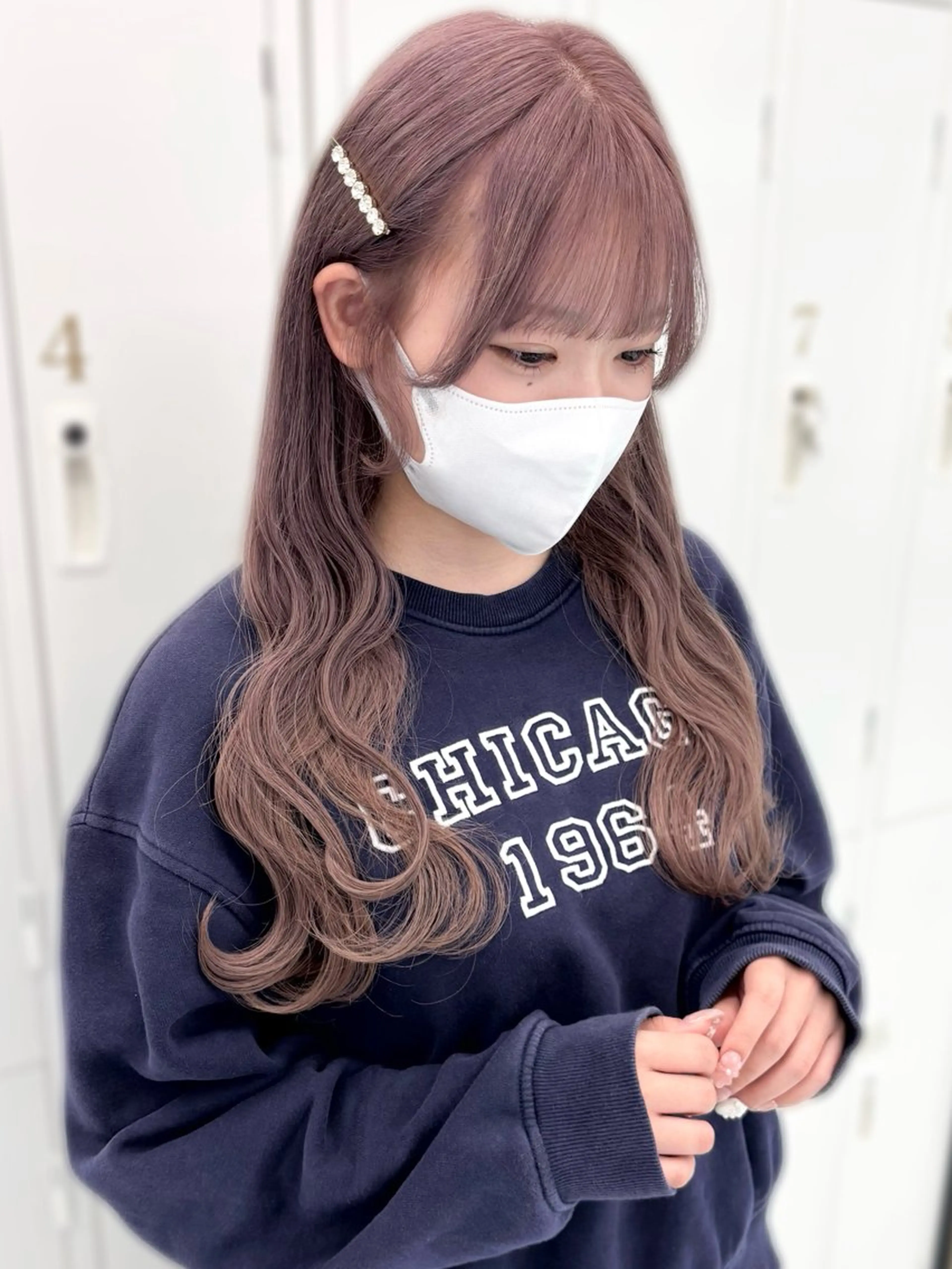 ロング カラー ブリーチ グレージュ ラベンダーカラー ラベンダーグレージュ ラベンダーグレー ヘアカラー トリートメント 盛れる顔周り🤍渋谷 Risa🎀のヘアスタイル