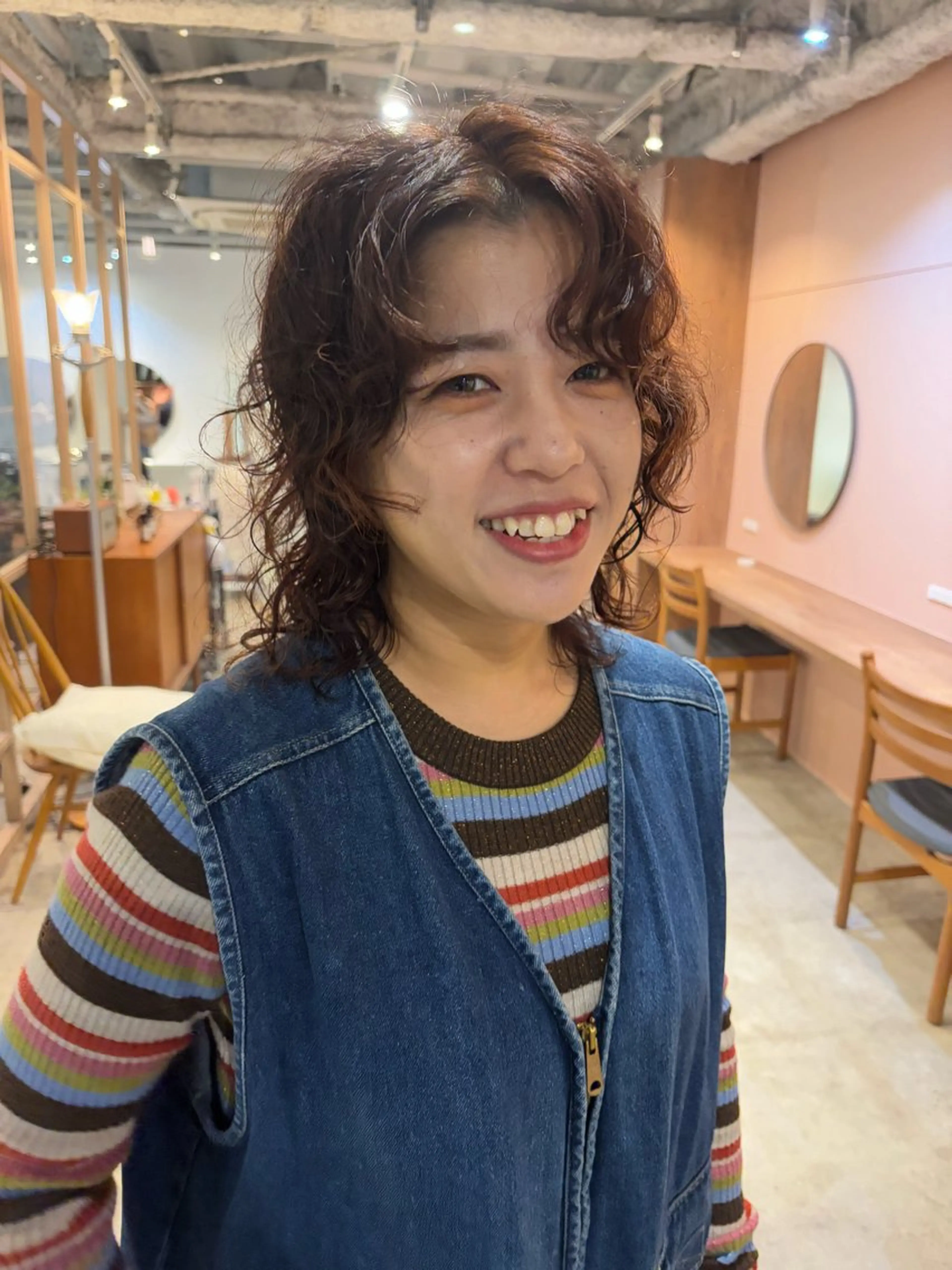 ミディアム カラー パーマ カット ヘアカラー パーマ Hayashi Shioriのヘアスタイル