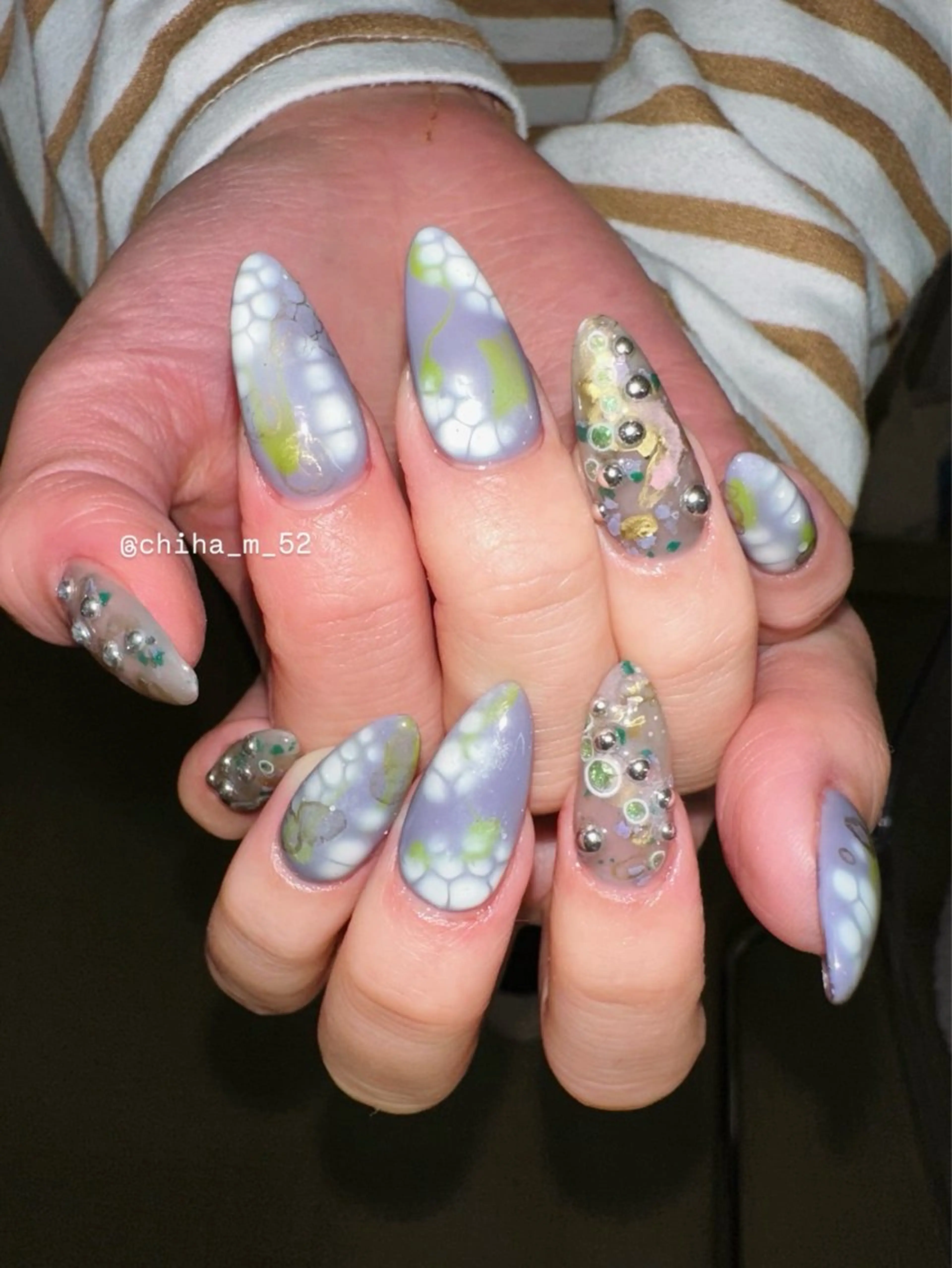 ネイル ブルー ニュアンスネイル ハンドネイル チハル ミチハタのネイルデザイン