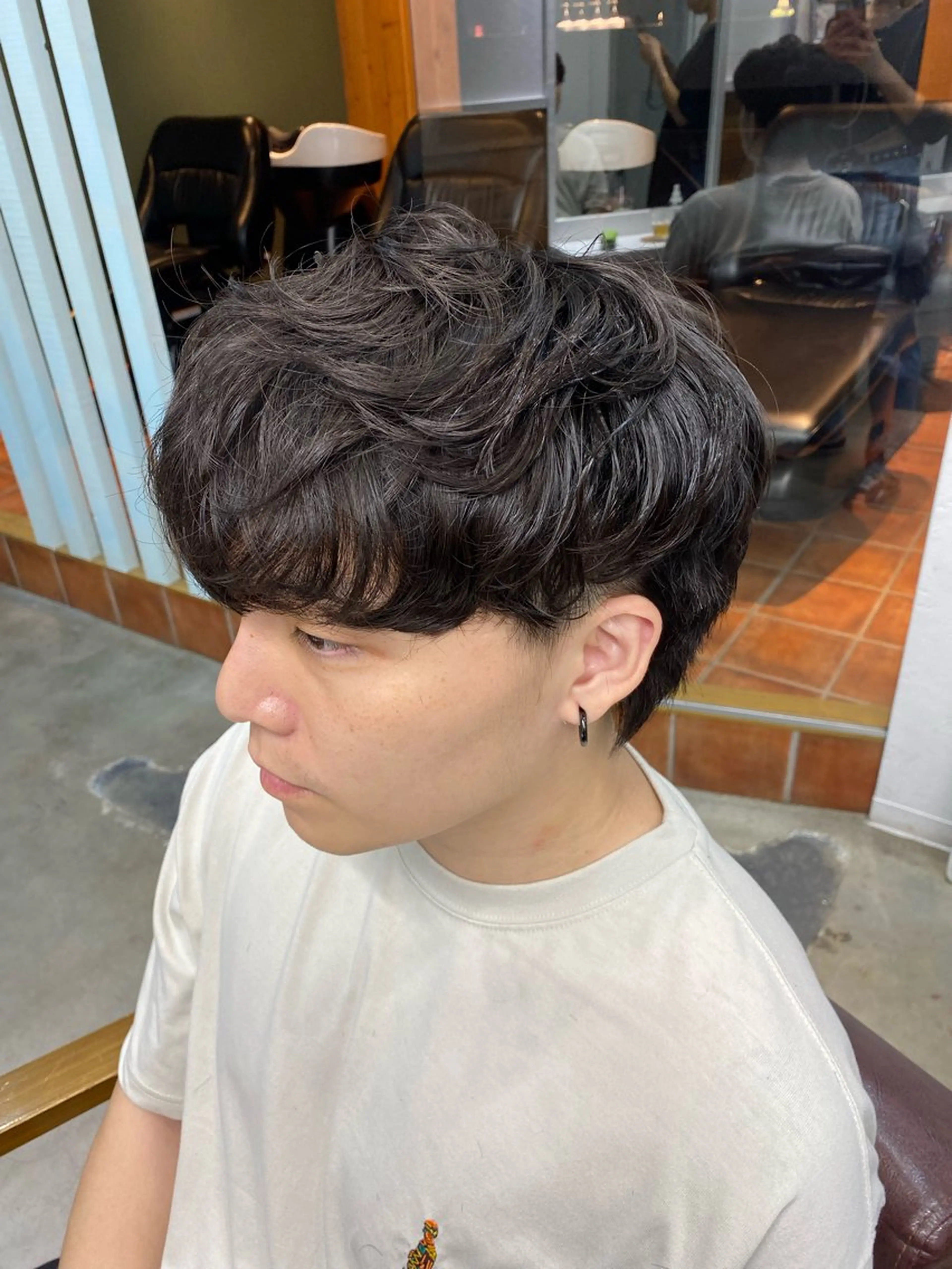 ミディアム パーマ メンズ カット パーマ トリートメント レイヤーボブ/ 艶カラー/サナ🌼のヘアスタイル