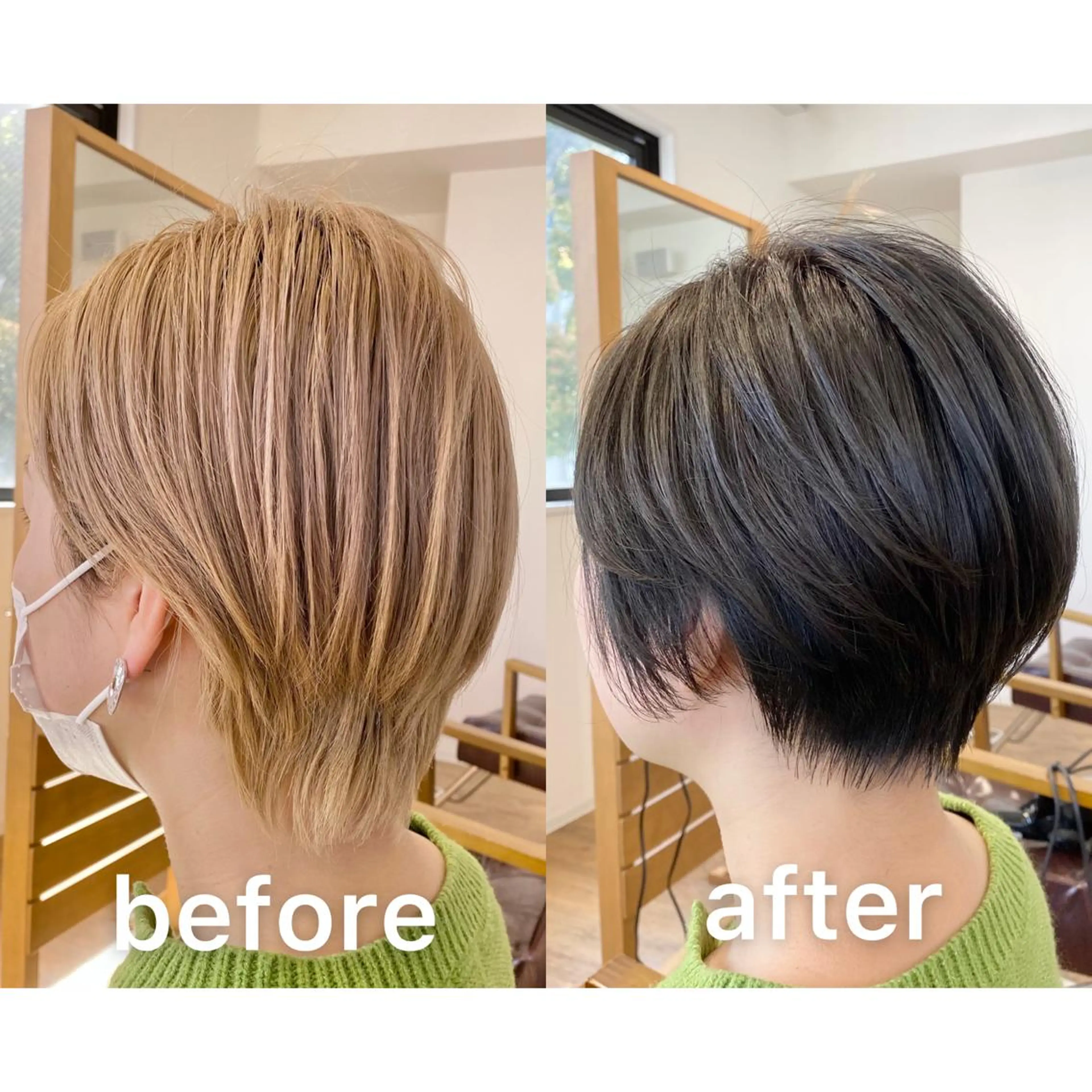 ショート カラー 透明感カラー ダークグレー ダークグレージュ グレージュ 似合わせカット 髪質改善特化KIZU /艶髪研究（京都）のヘアスタイル