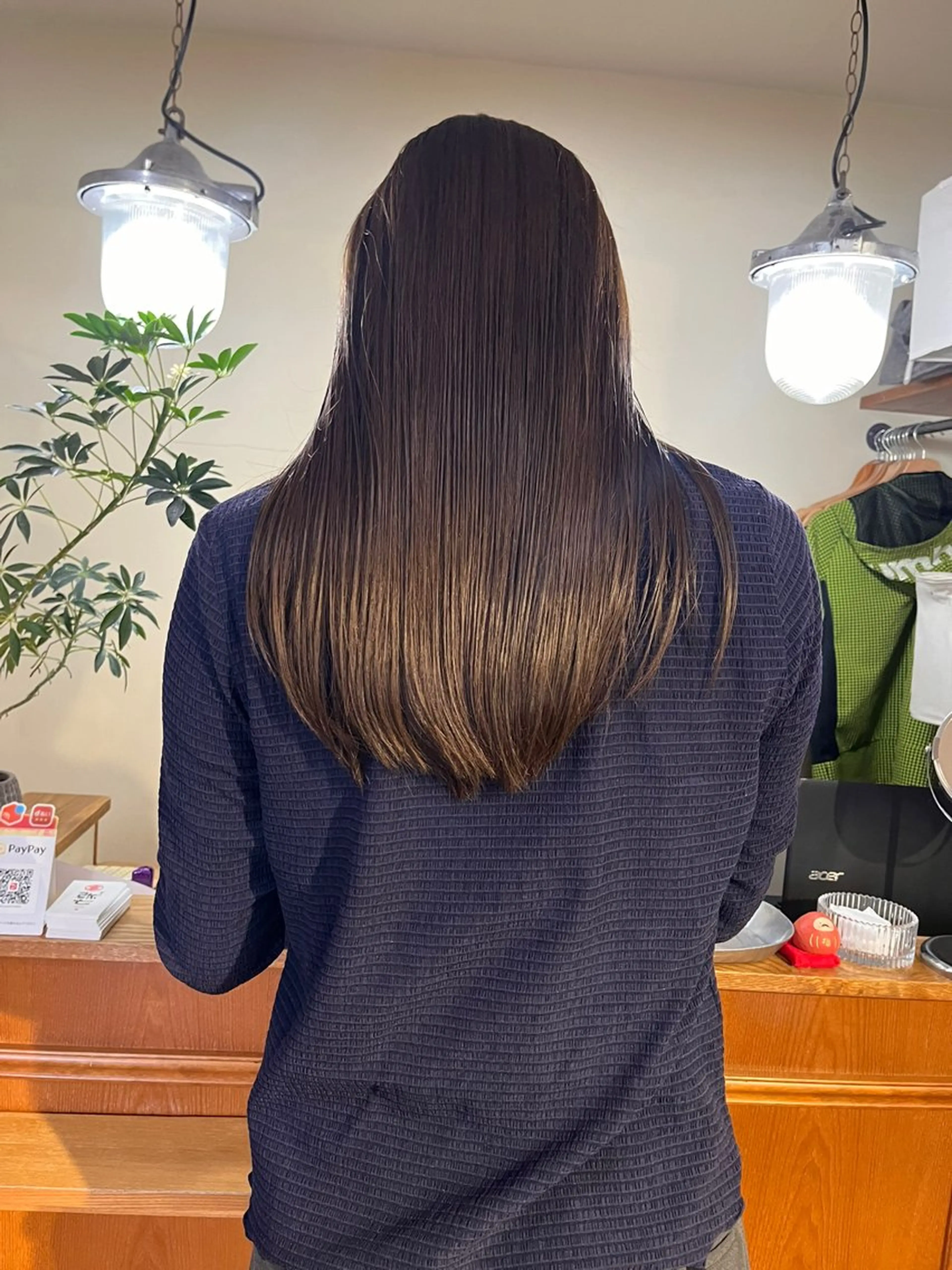 ロング トリートメント カット ヘアカラー 薬院:今泉/上川美幸 ボブ/顔周りレイヤーのヘアスタイル