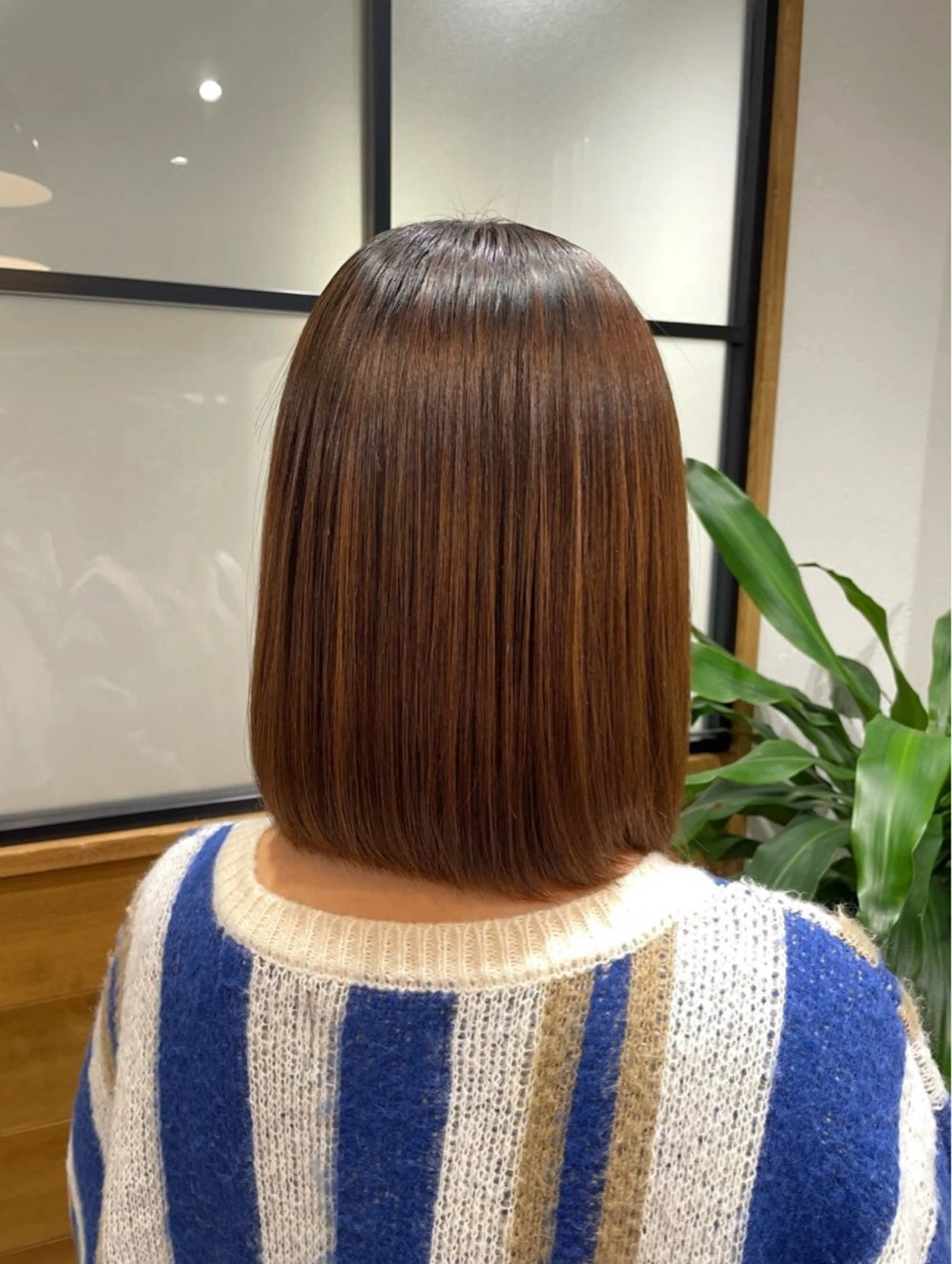 ミディアム ボブ 顔周りカット ハイライト 髪質改善 レイヤーカット 縮毛矯正 といだ なぎさ/エクステ🩶のヘアスタイル