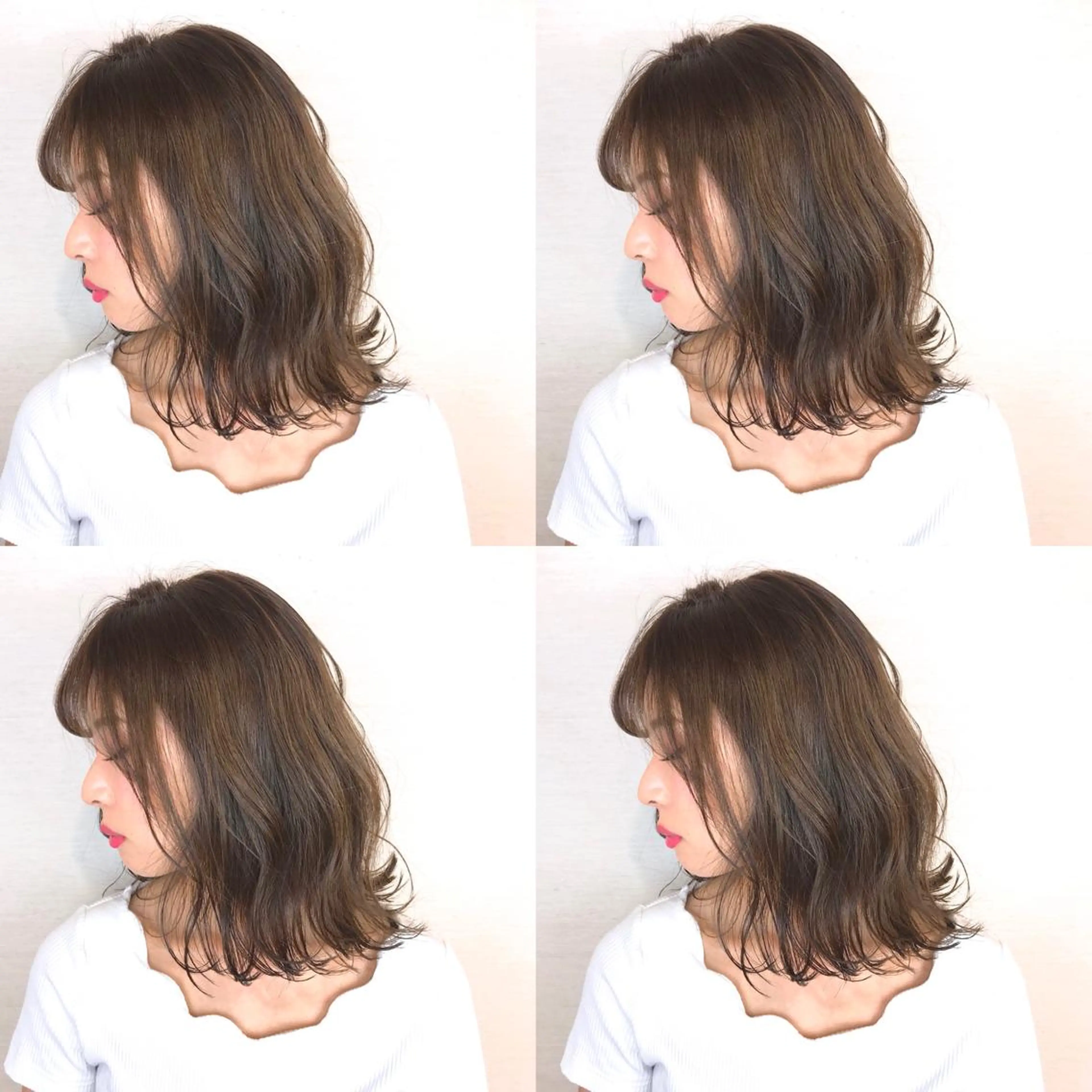 ミディアム カラー 韓国レイヤーカット/ ダブルカラーのヘアスタイル