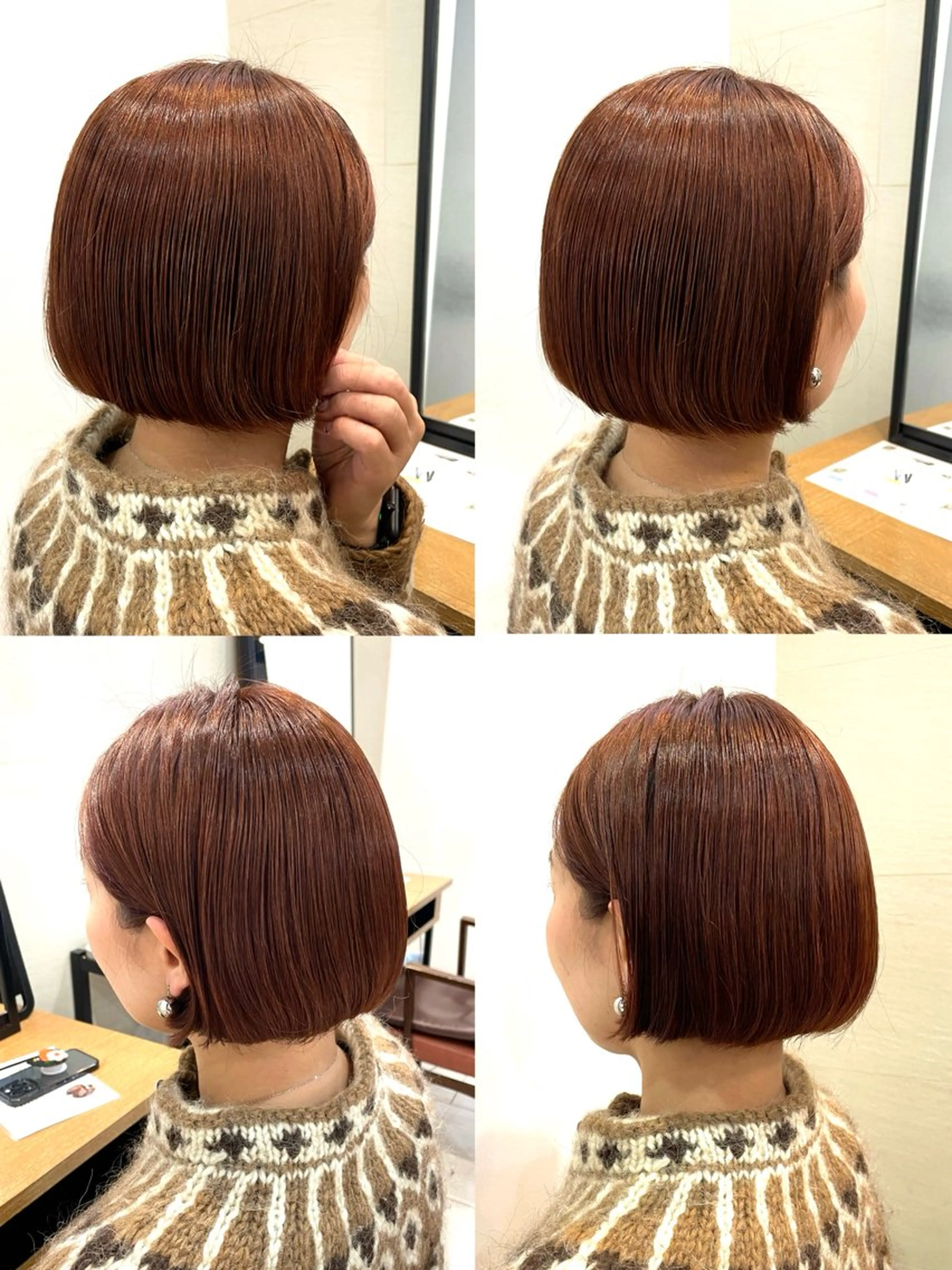ショート カラー ヘアアレンジ ブリーチ ボルドーカラー ブラウンカラー カシス ダブルカラー ヘアカラー トリートメント 🎈ブリーチなし暖色 カラー/レッド/ゆいのヘアスタイル