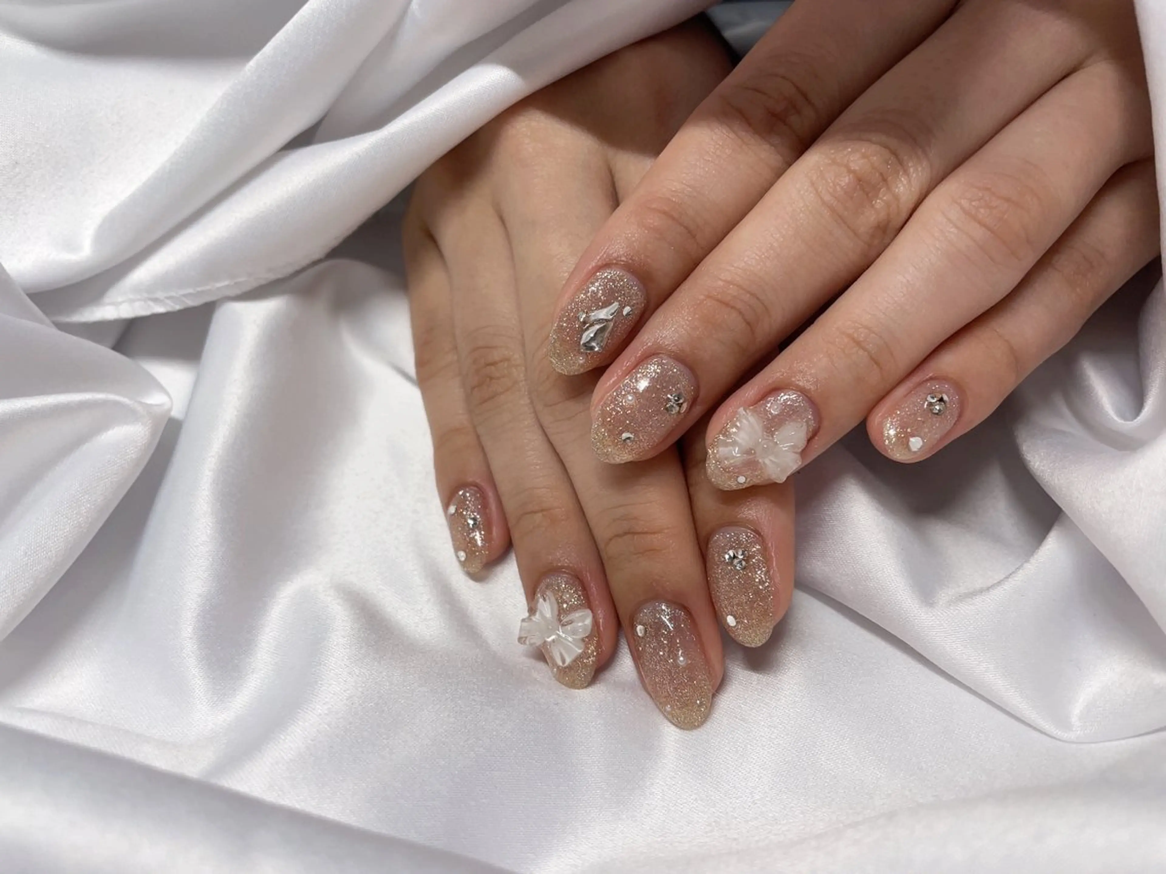 ネイル アニマル柄 成人式 ハート マグネットネイル ニュアンスネイル A OIのネイルデザイン