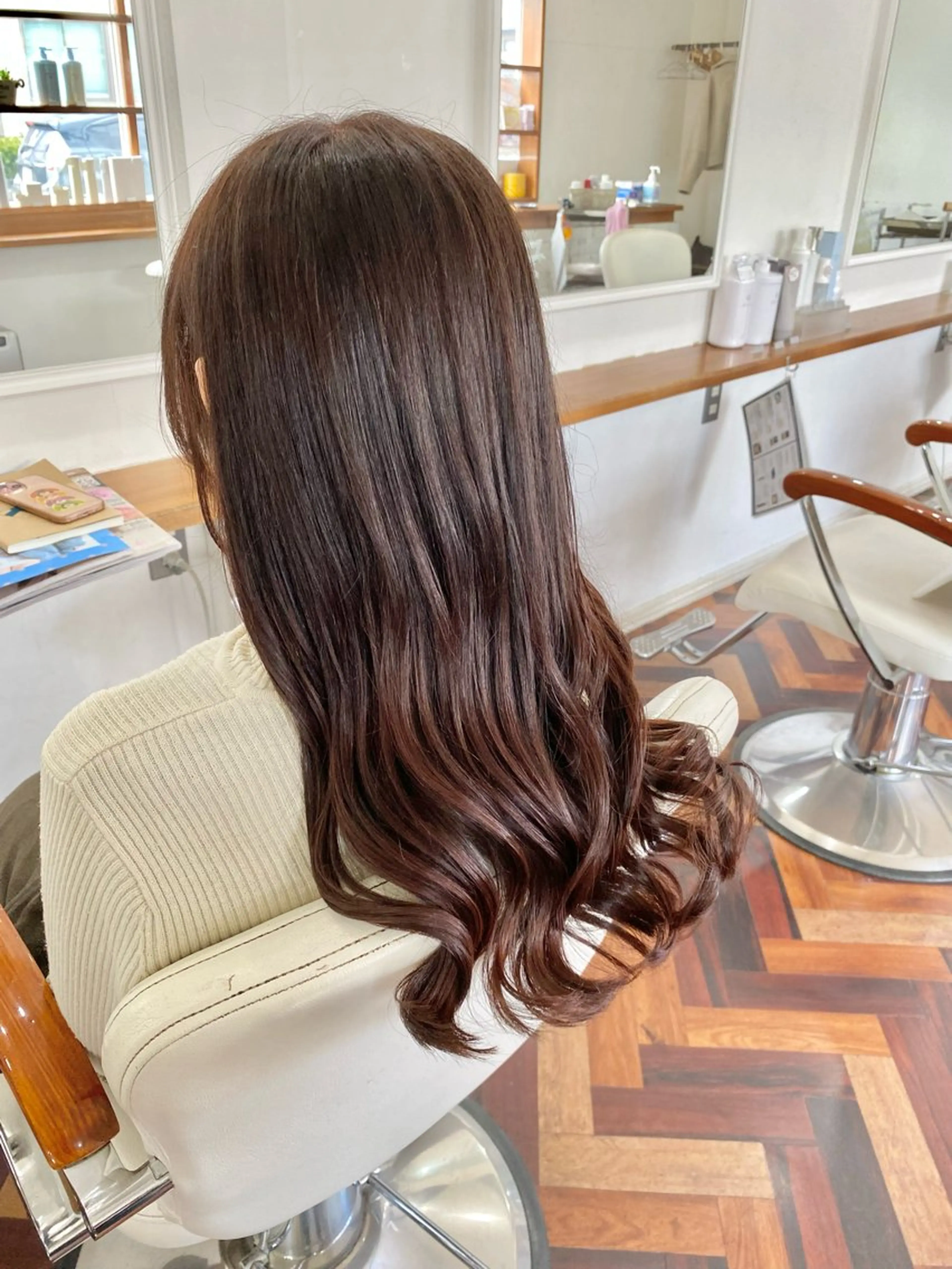 ロング カラー ブラウンカラー ピンクカラー カット ヘアカラー トリートメント Kazaoka Saraのヘアスタイル