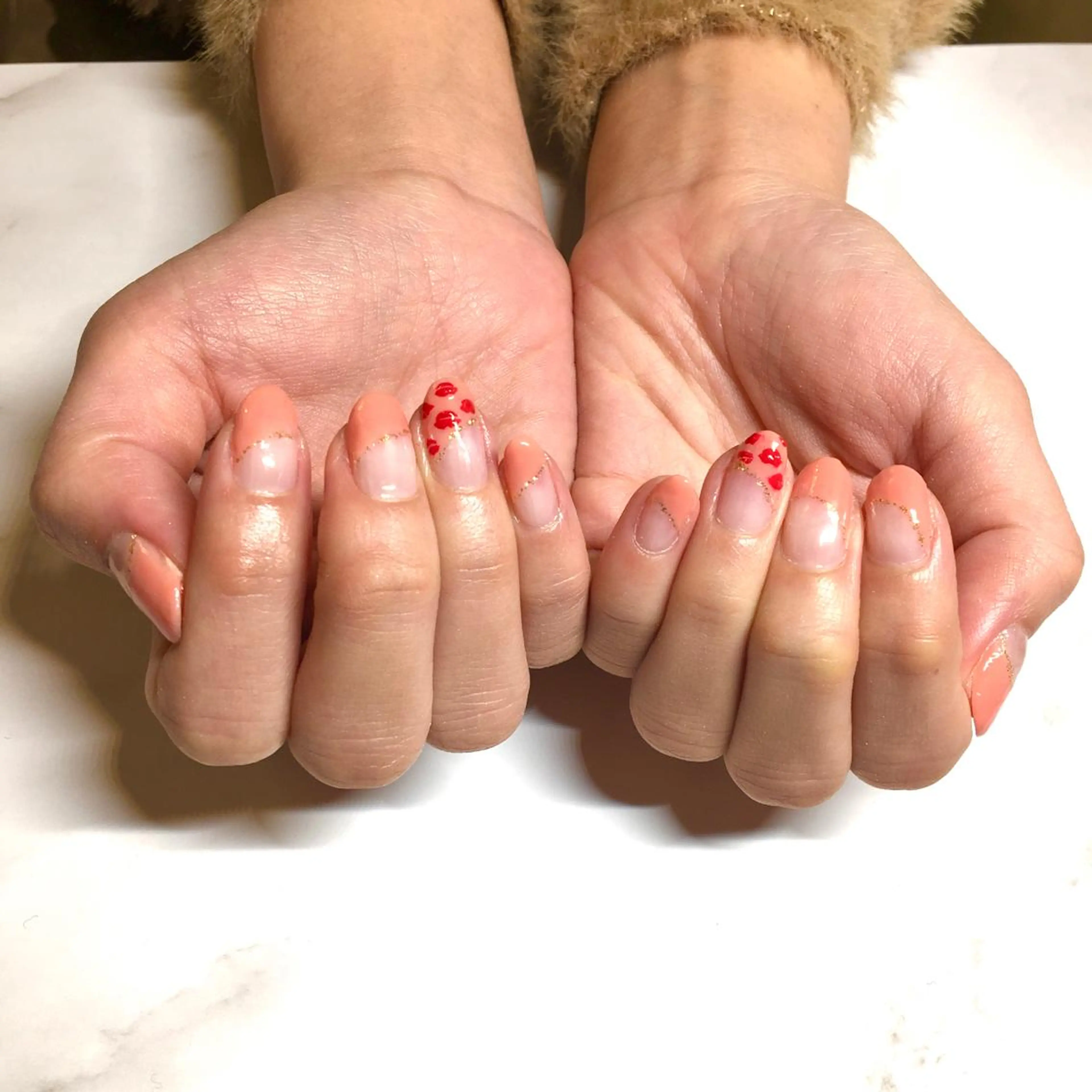 ネイル アートネイル フレンチネイル ジェルネイル ラメ(グリッター) ピンク ディアマンテ𓏸𓈒 フェイシャル/ネイルのエステ・リラクイメージ