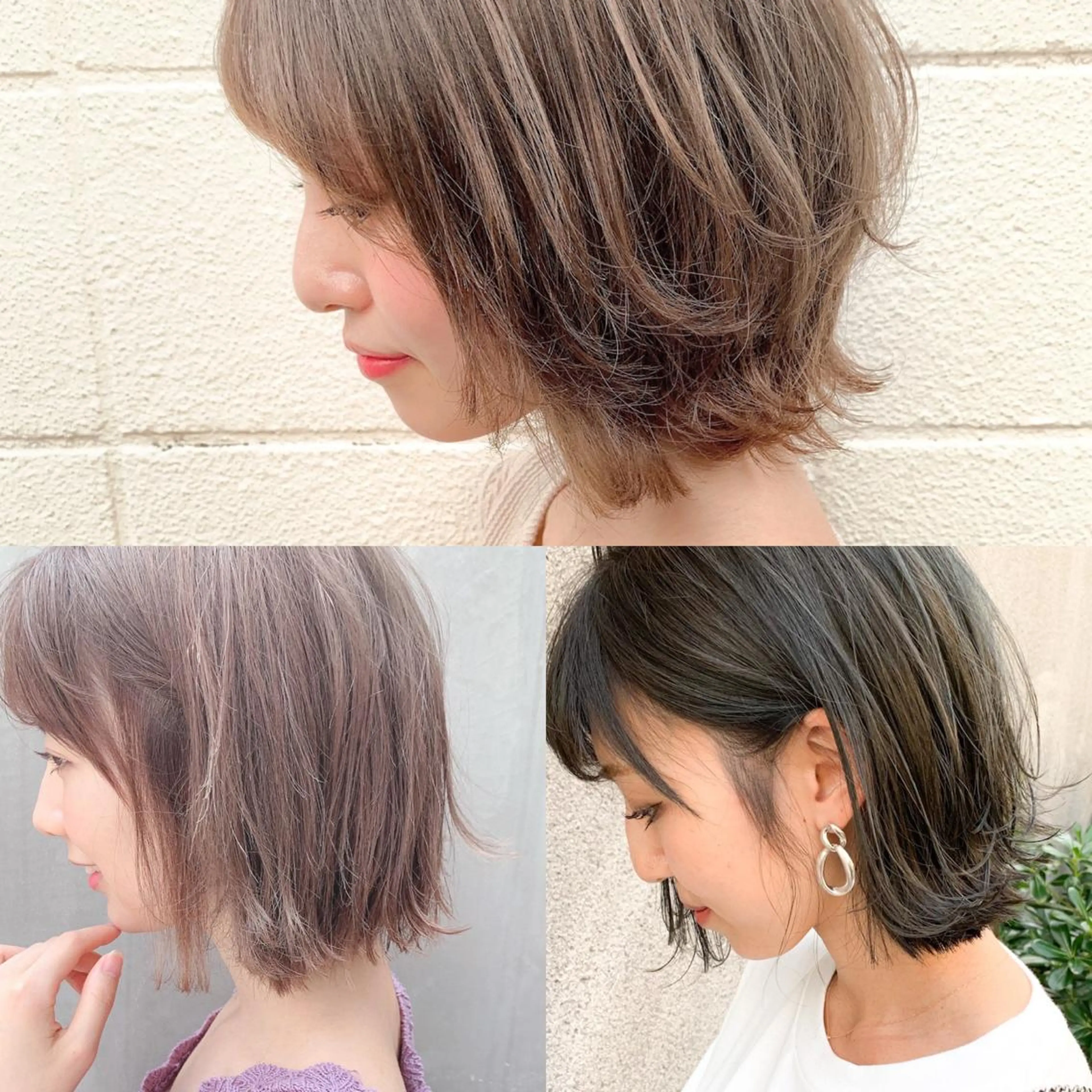 ミディアム カラー パーマ 大人かわいい💍🤍 ボブ/ショートボブのヘアスタイル