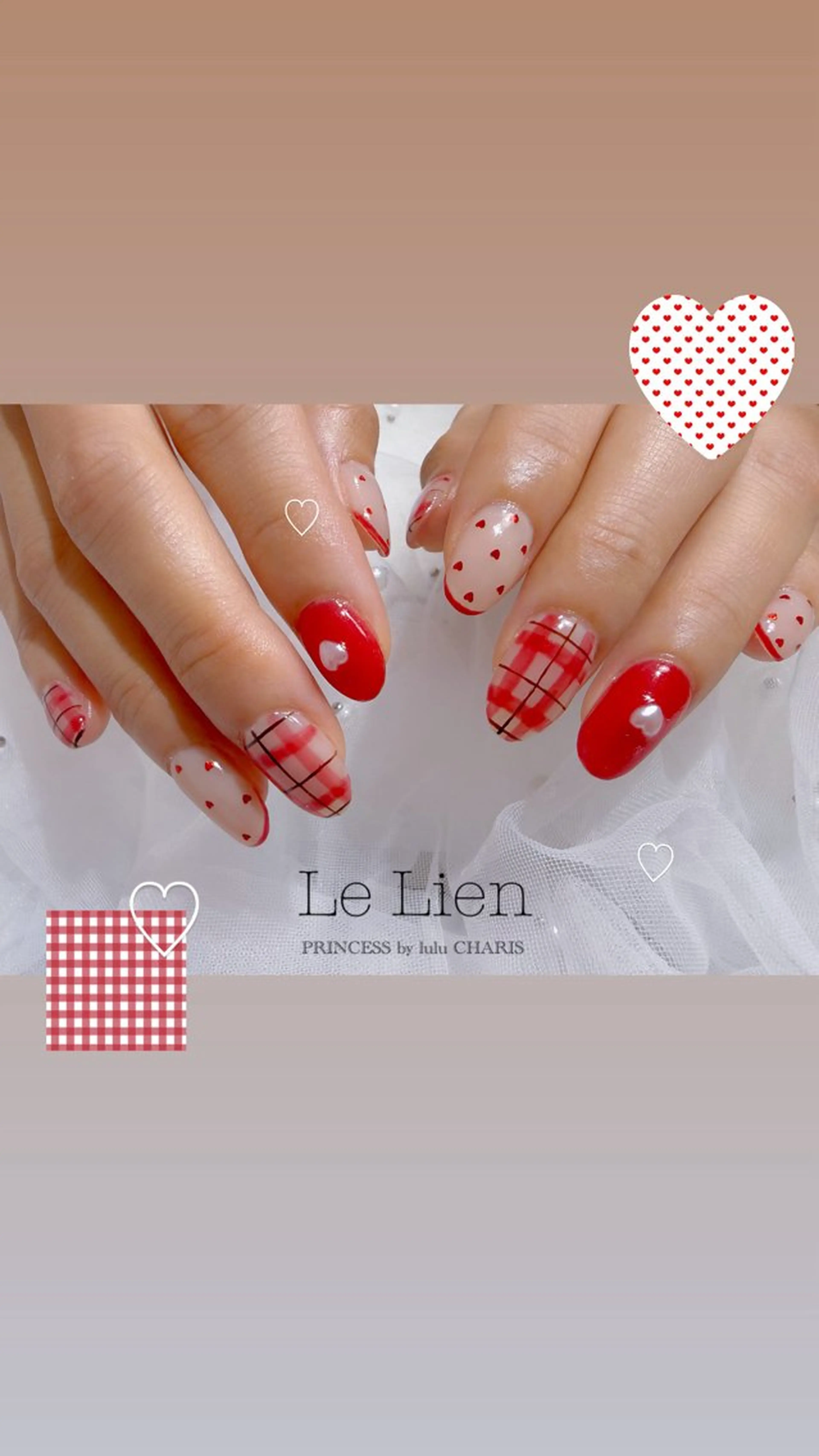 ネイル ハート 赤色 ショートネイル PRINCESS by lulu CHARIS所属・◇大人綺麗めネイル◇ *⑅୨୧*chieのネイルデザイン
