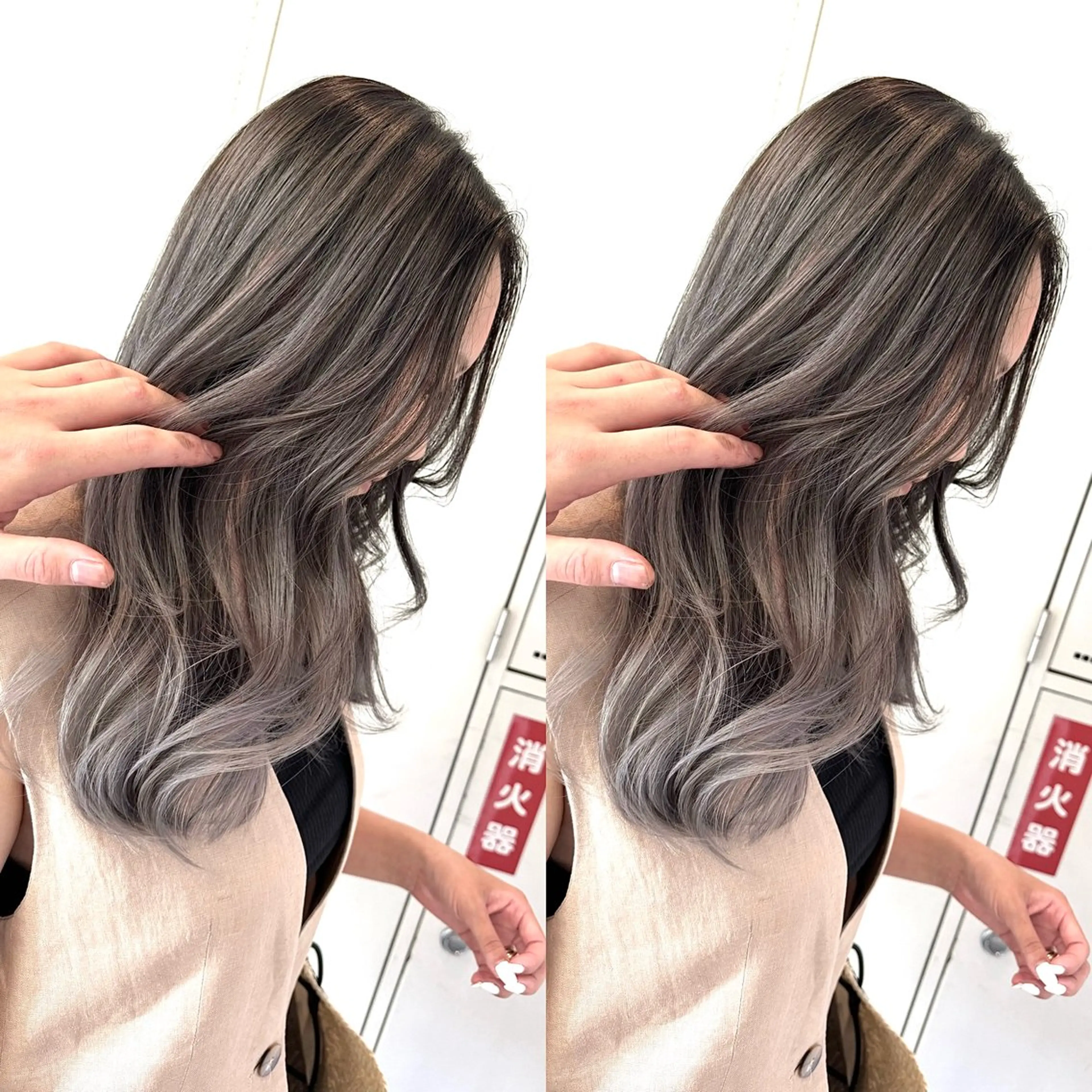 セミロング カット ヘアカラー トリートメント バレイヤージュ ボブ🌈ナツヤのヘアスタイル