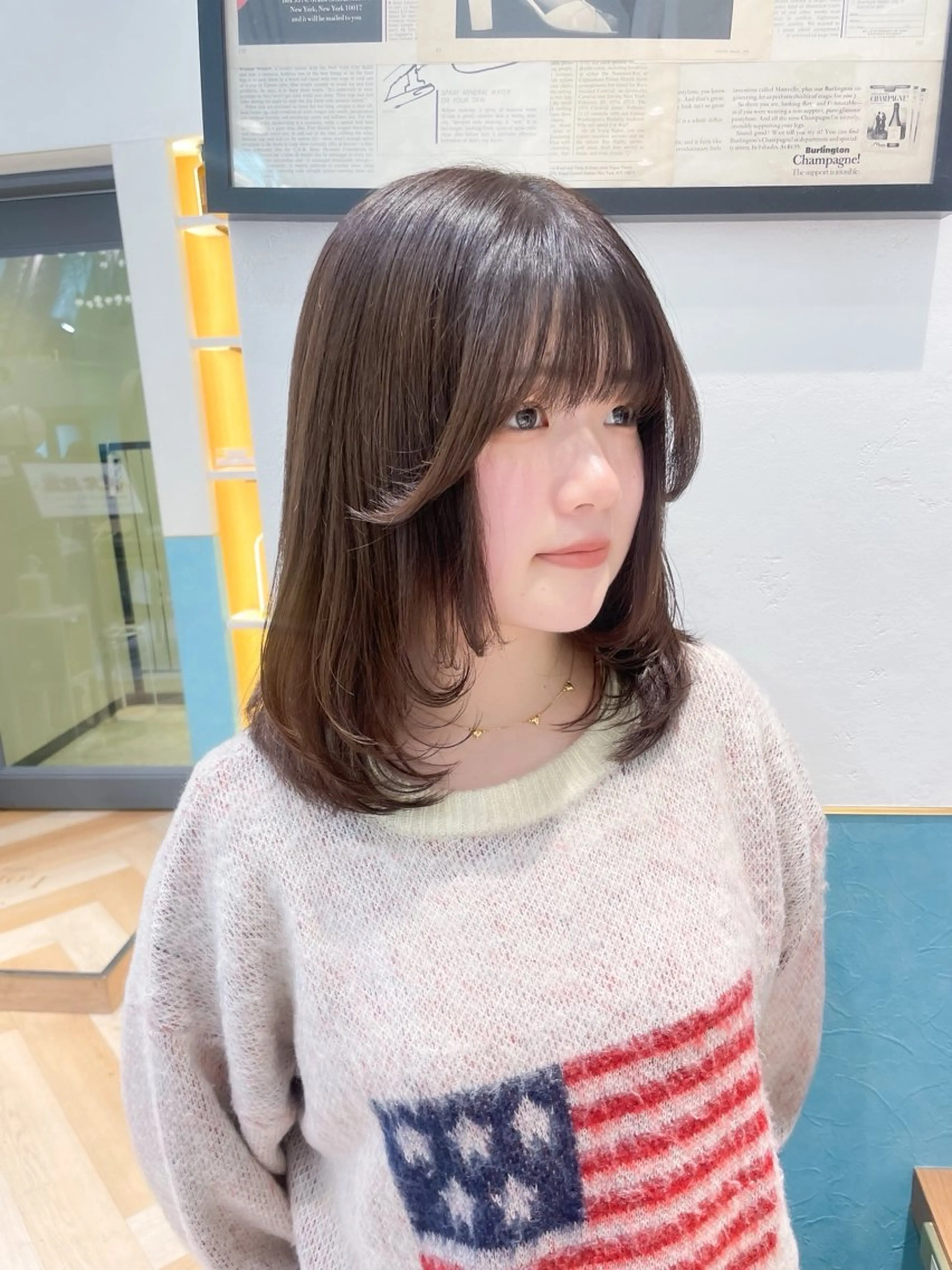 ミディアム カット ヘアカラー トリートメント 韓国/ハッシュカット /レイヤー🧸‎千純のヘアスタイル