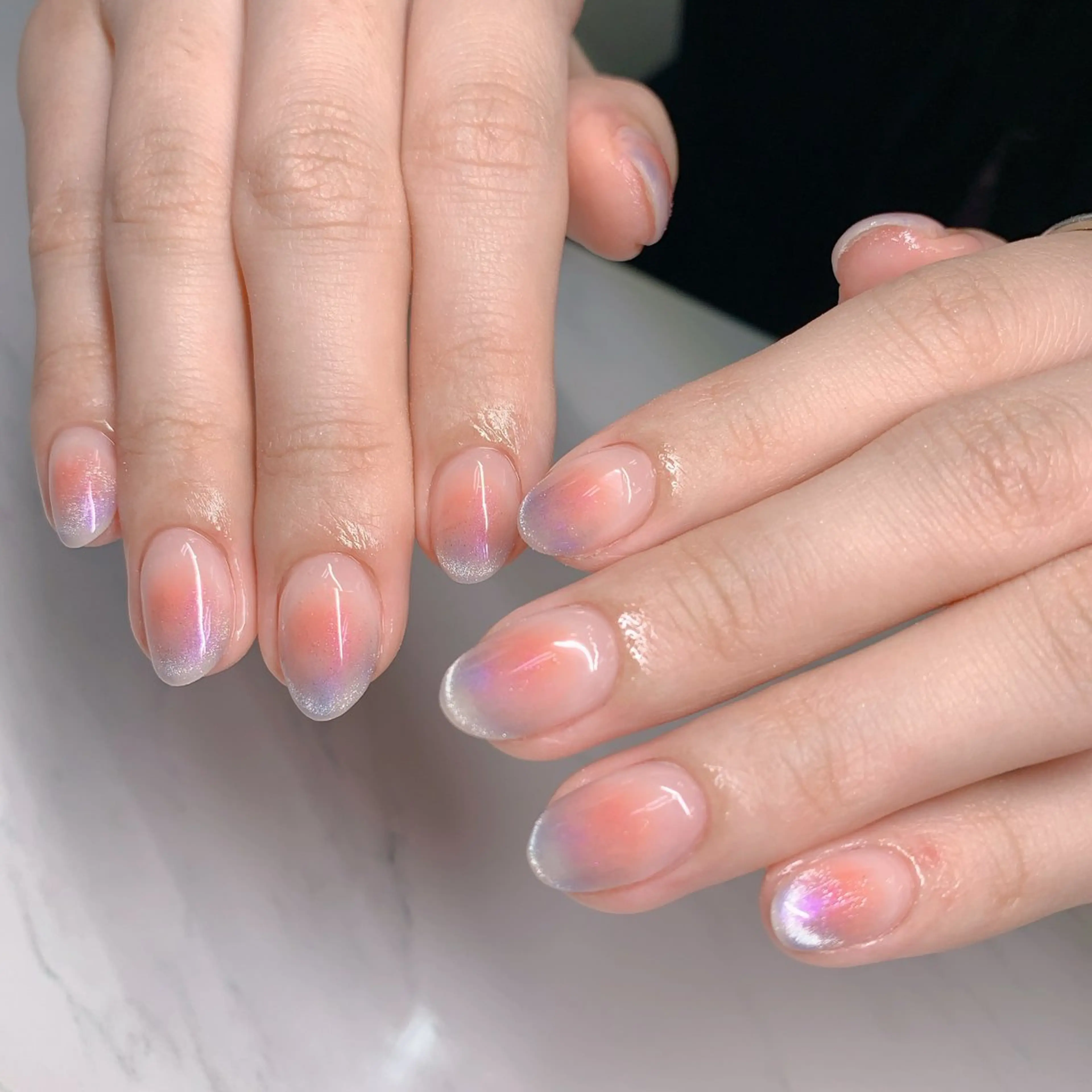 ネイル オーロラネイル 長さ出し フットネイル ジェルネイル キラキラネイル ハンドネイル インフィニティ ネイルサロンのネイルデザイン