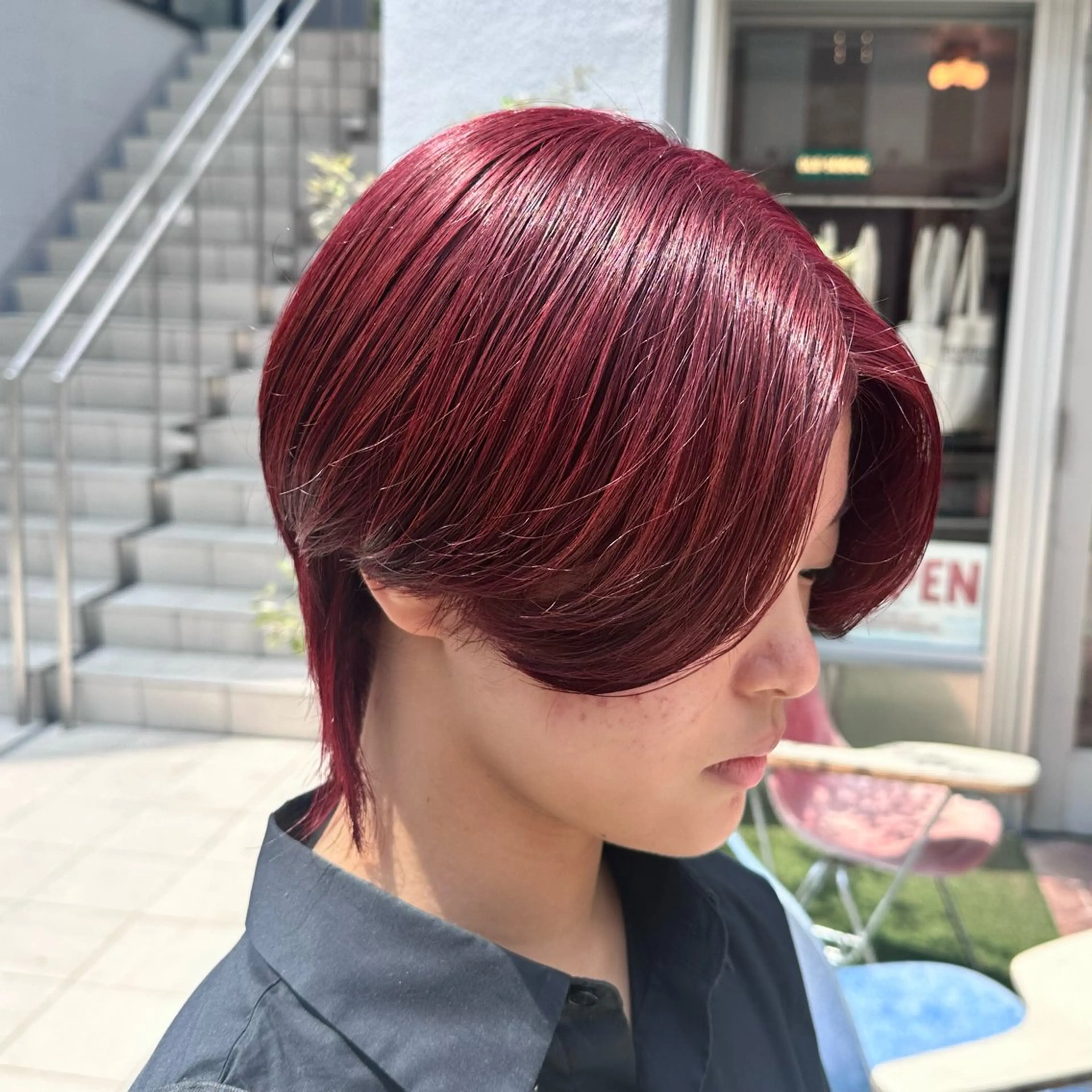 ショート カラー ヘアアレンジ ダブルカラー レッドカラー 🎀モテ暖色× エクステ🎀あかりのヘアスタイル