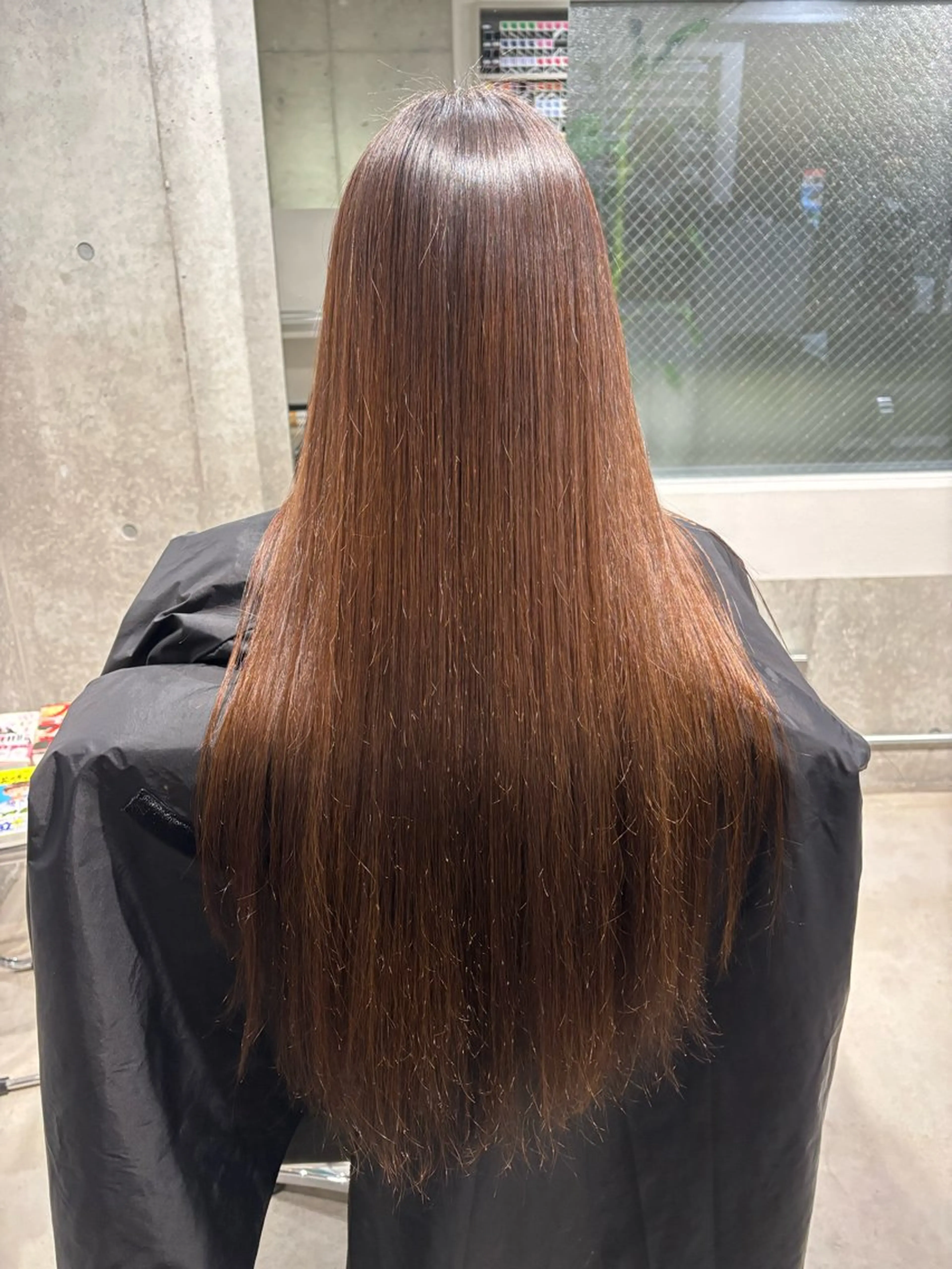 ロング 縮毛矯正 デザインカラー みさのヘアスタイル