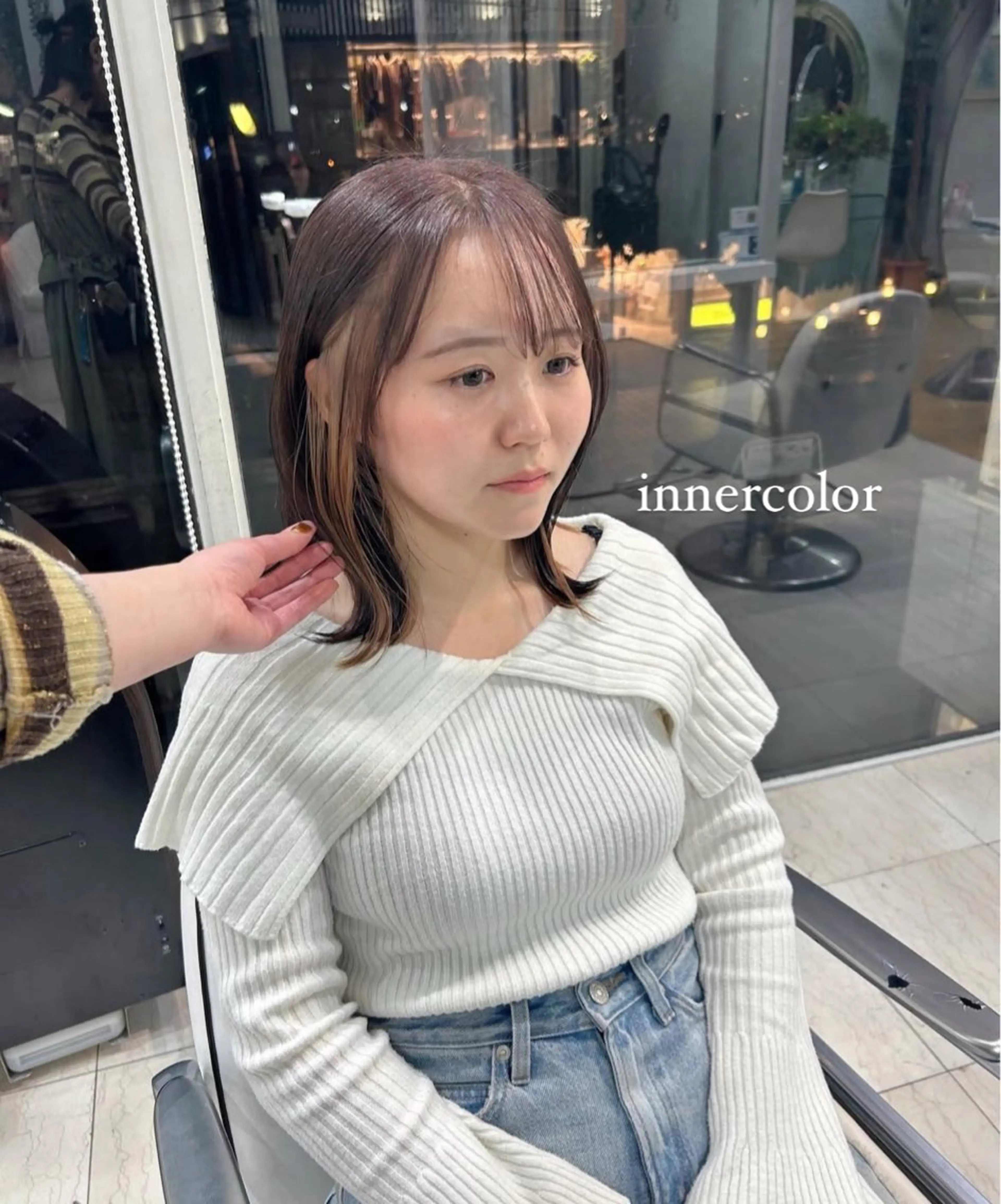 ミディアム カラー インナーカラー ボブ ヘアカラー ありむらもえ/ 透明感カラーのヘアスタイル