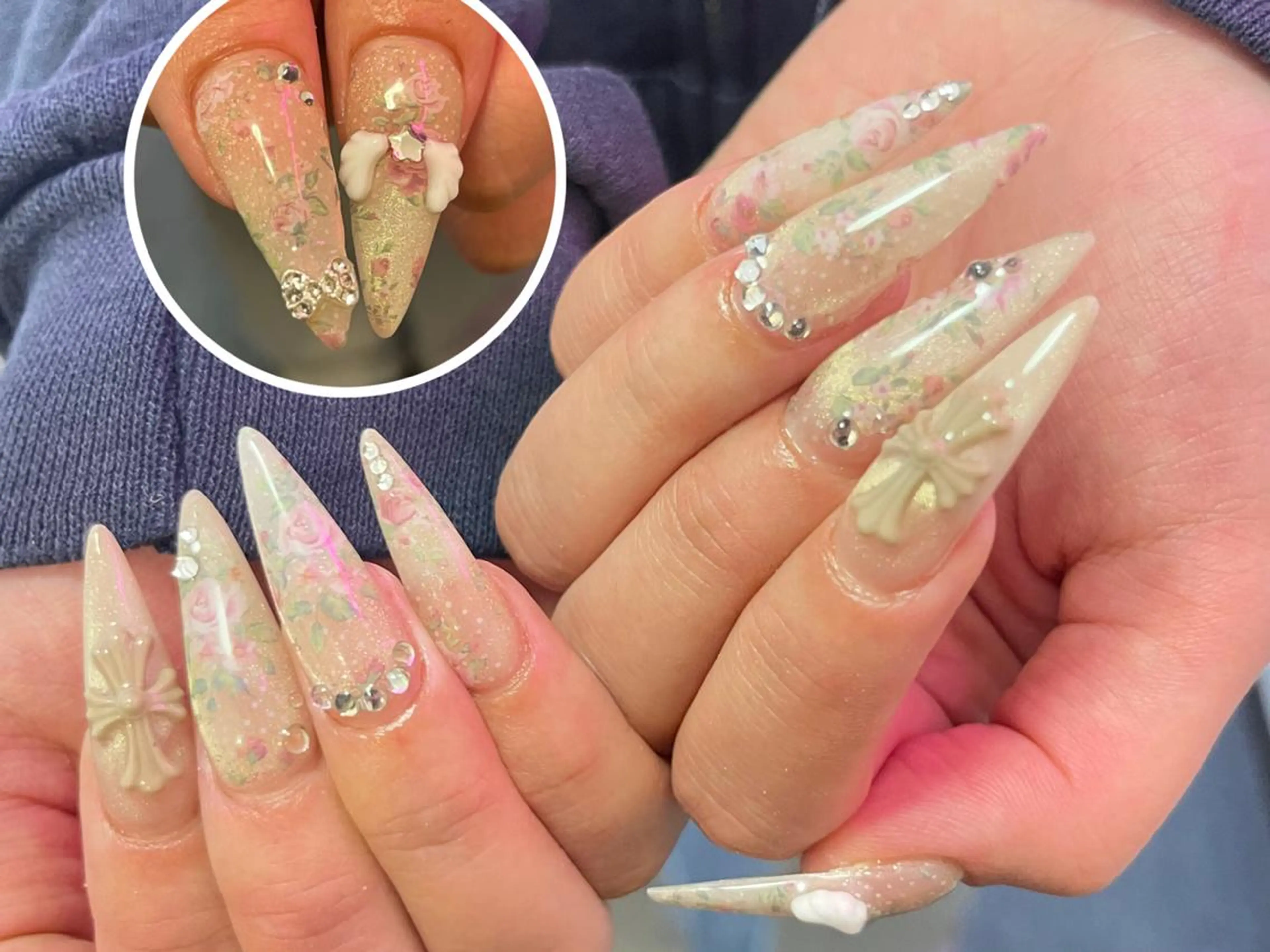 ネイル アートネイル 長さ出し フレンチネイル ジェルネイル キラキラネイル NaMi Belle Nailのネイルデザイン