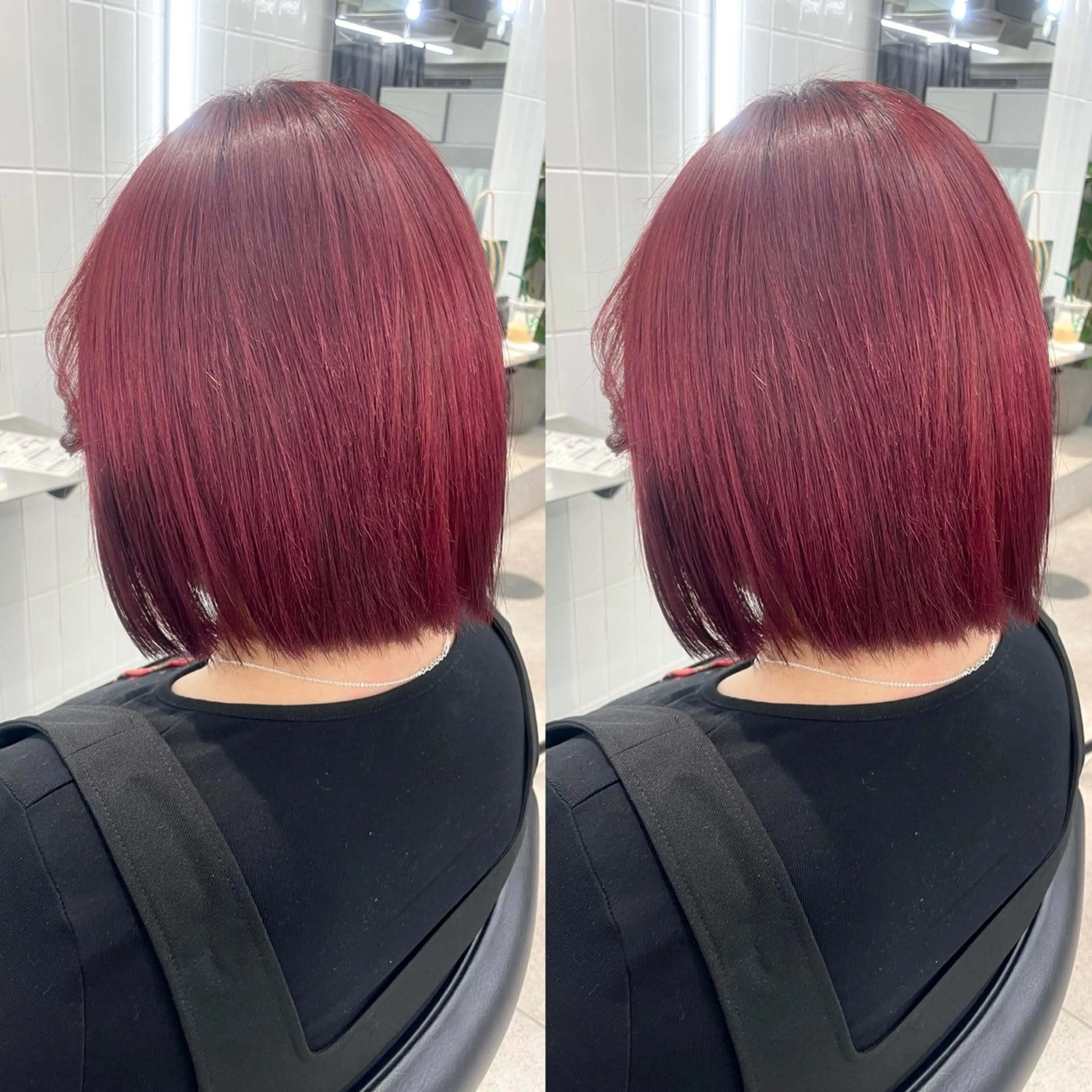 ミディアム カラー ボルドーカラー レッドカラー ヘアカラー 表参道/ハイライト バレイヤージュのヘアスタイル