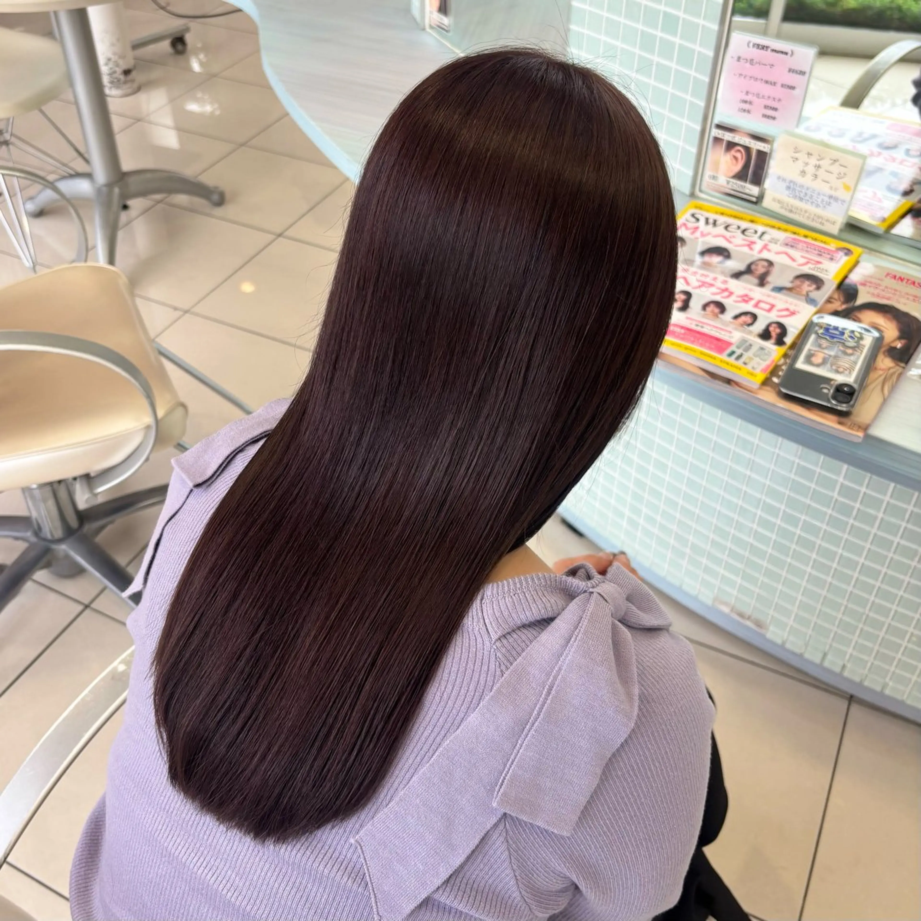 ロング カラー ブリーチ ダブルカラー ブリーチなしカラー ピンクカラー 髪質改善 ヘアカラー トリートメント 綺麗め/ トレンドヘア/みずはのヘアスタイル