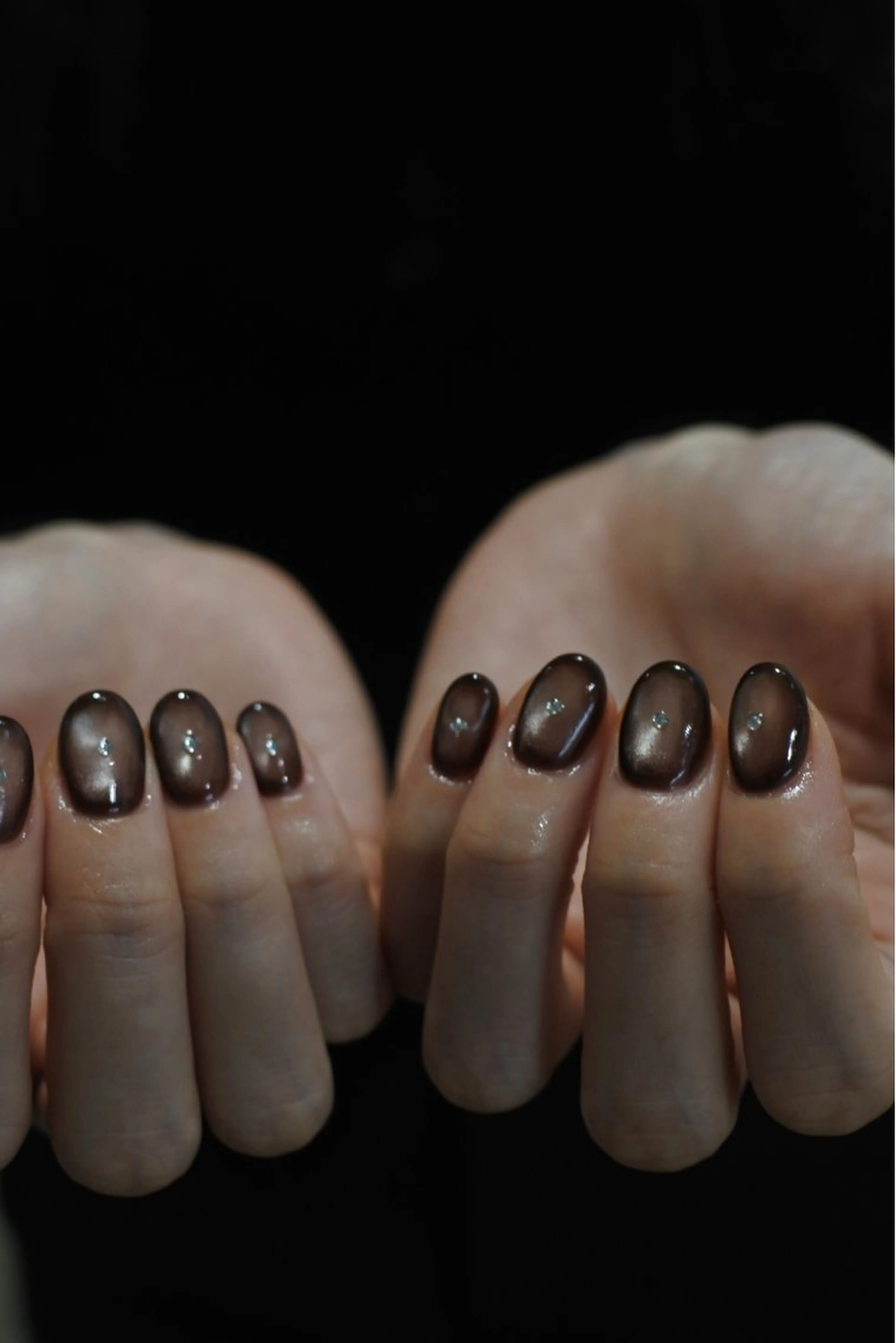 ネイル ブラウン マグネットネイル ハンドネイル om's hinanoのネイルデザイン