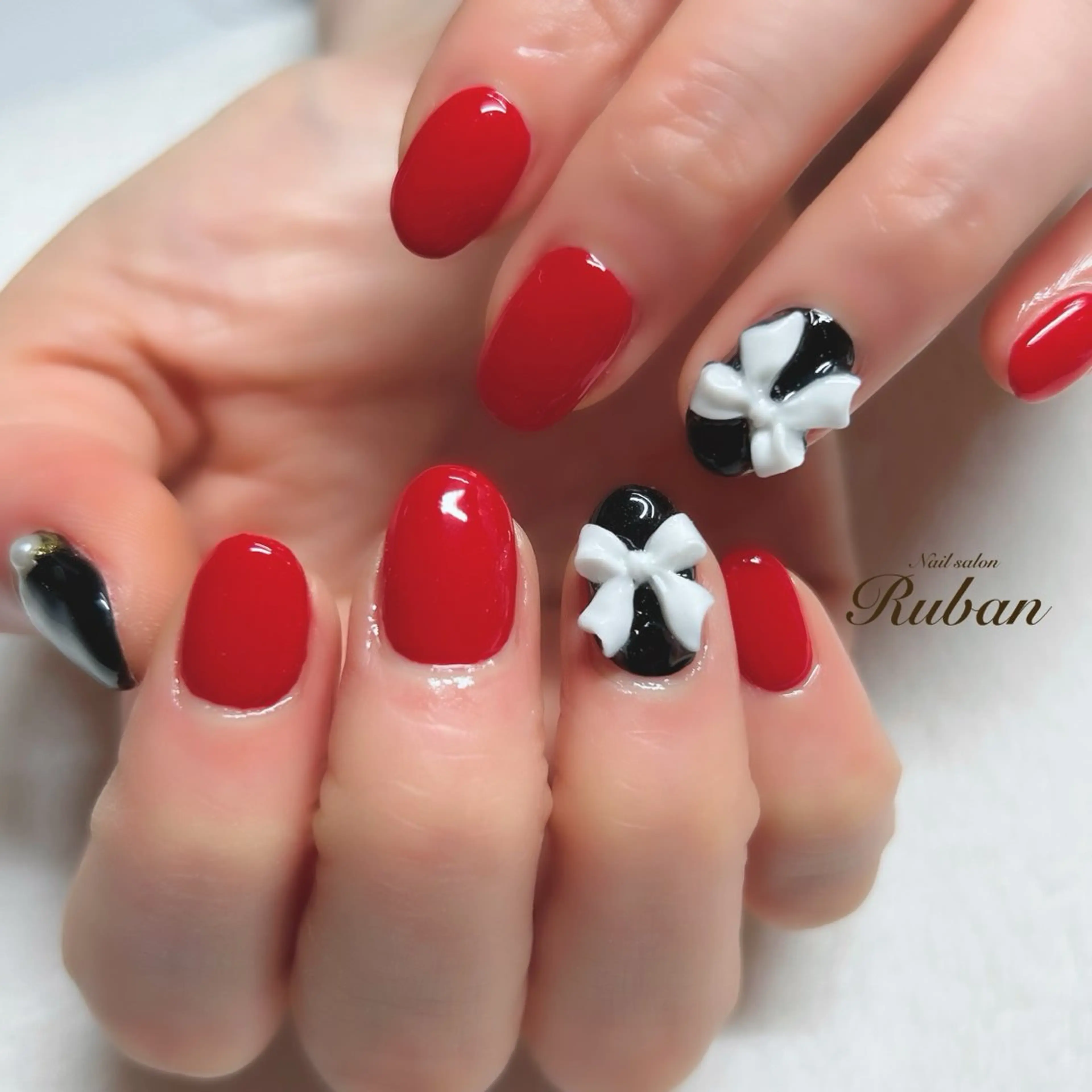 ネイル ワンカラーネイル リボン Nail salon Rubanのネイルデザイン
