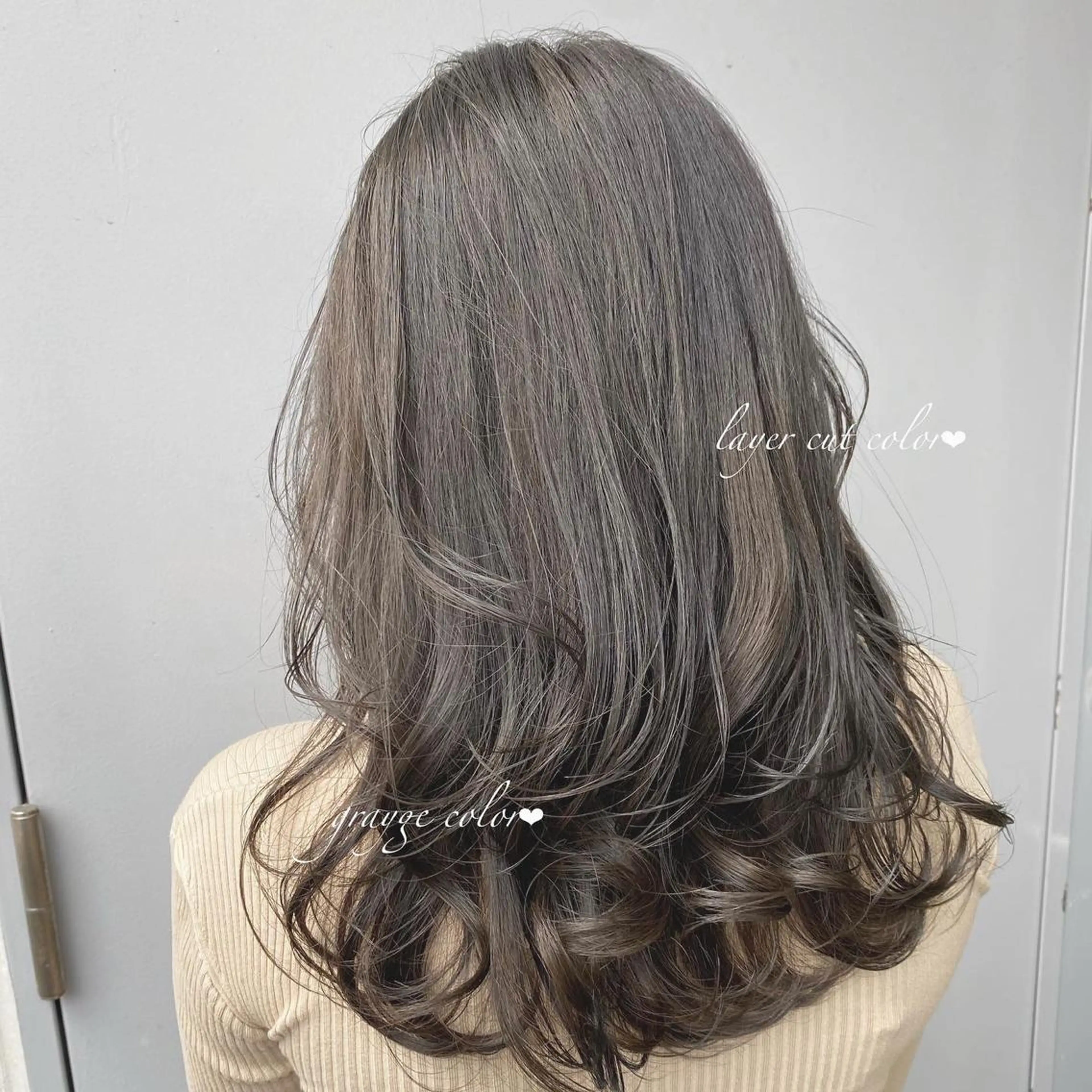 ミディアム カラー ヘアアレンジ グレージュ 髪質改善 トリートメント 当日予約⭕️ JUNYAのヘアスタイル