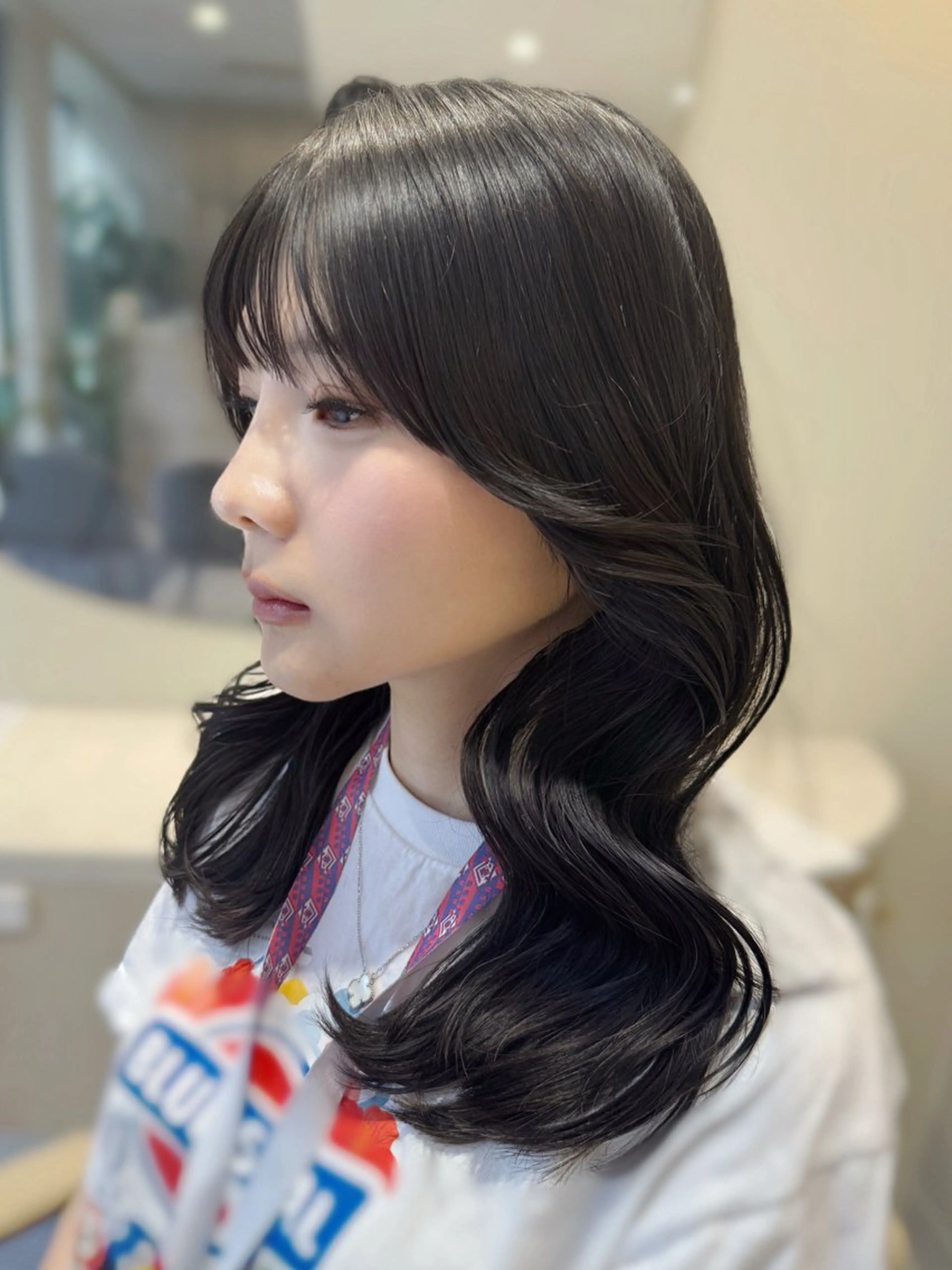 ミディアム カット ヘアカラー トリートメント 韓国/レイヤーカット 顔周り/廣瀬達哉のヘアスタイル