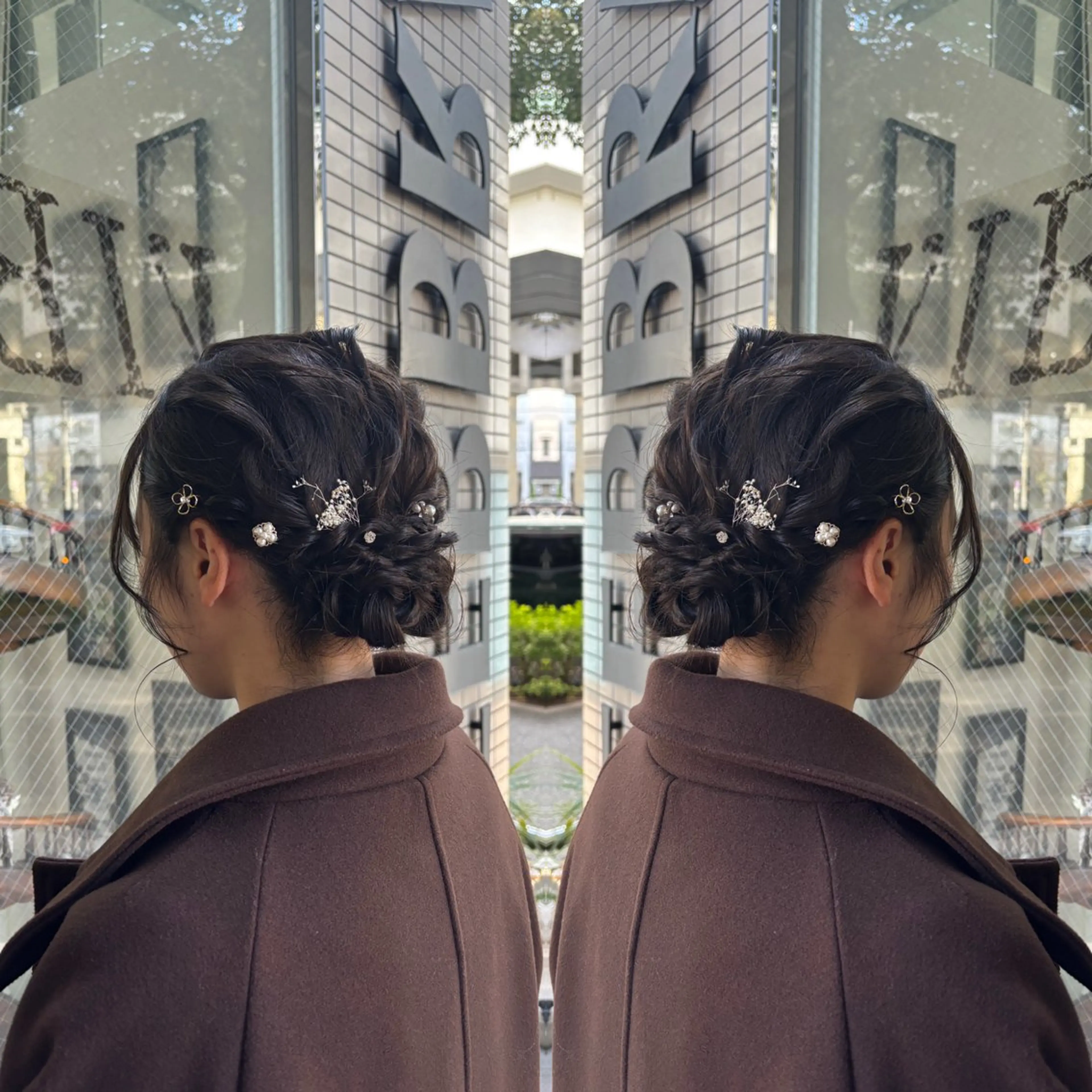 ミディアム ヘアアレンジ ヘアセット 💎ハイトーン/艶 カラー モエカ💎のヘアスタイル