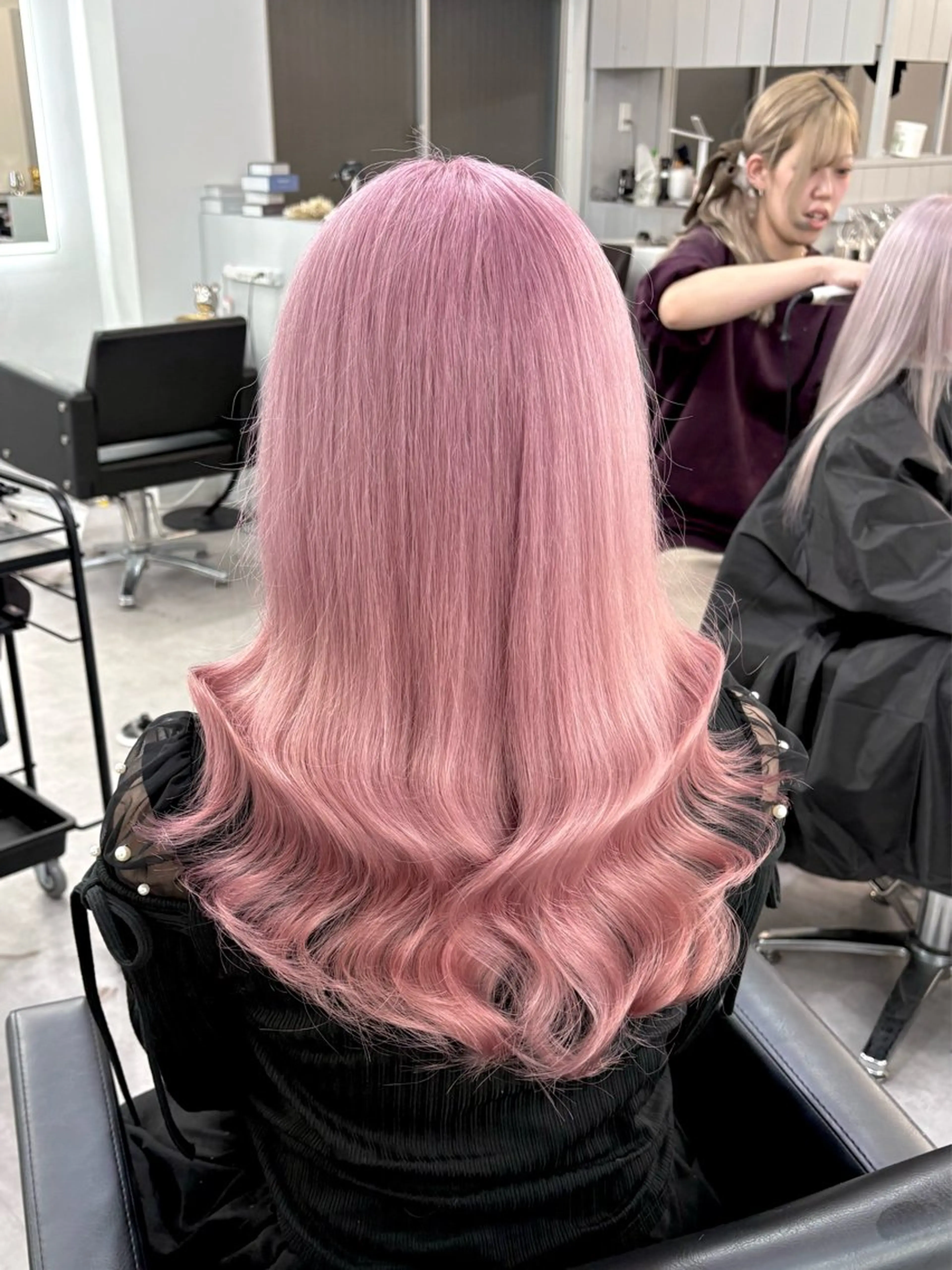 セミロング カラー ピンクカラー ヘアカラー 大阪ケアブリーチ/ ミルクティーベージュのヘアスタイル