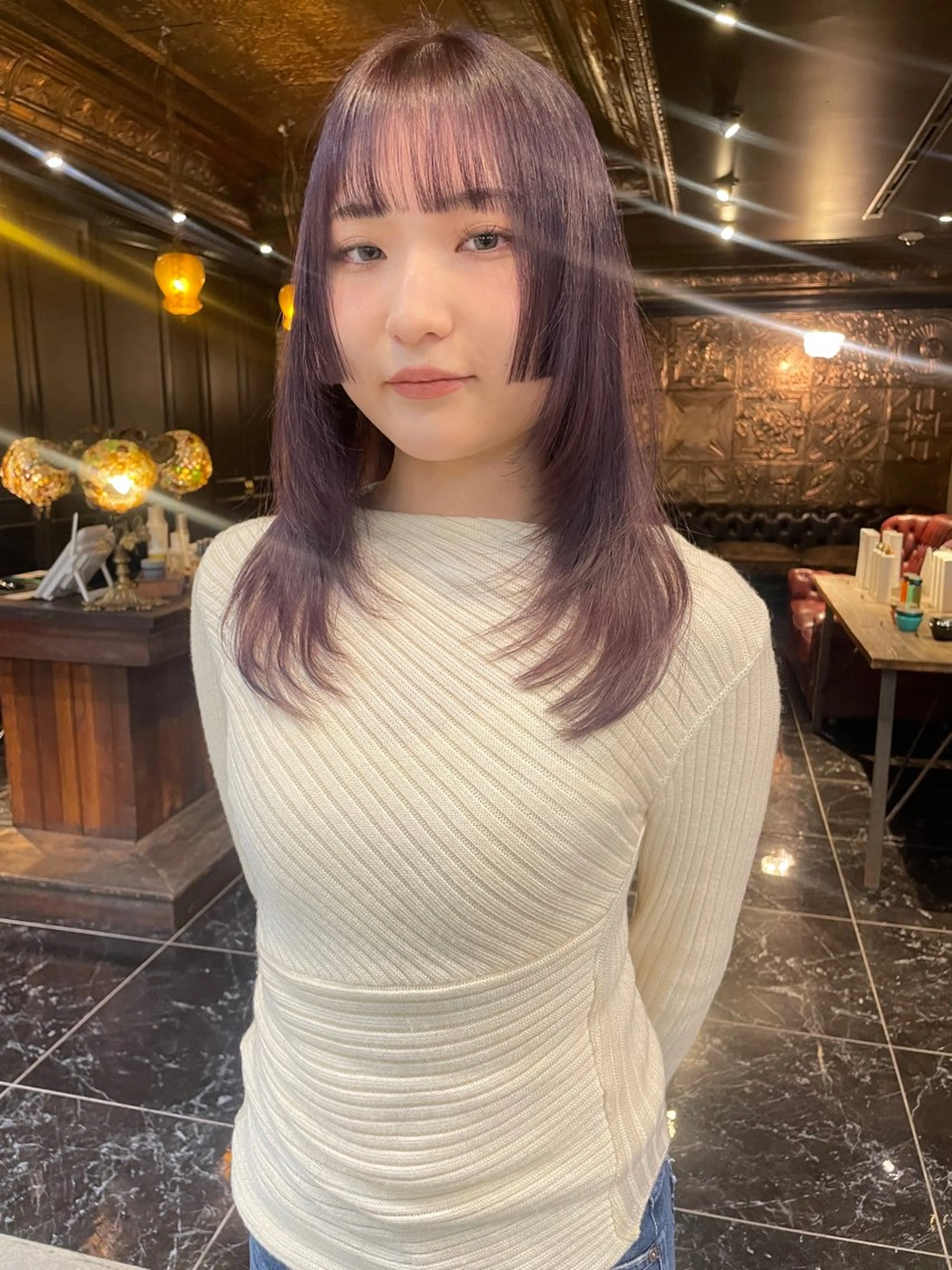 セミロング カラー ヘアカラー 縮毛矯正 トリートメント 似合わせカラー / レイヤーMADOKAのヘアスタイル