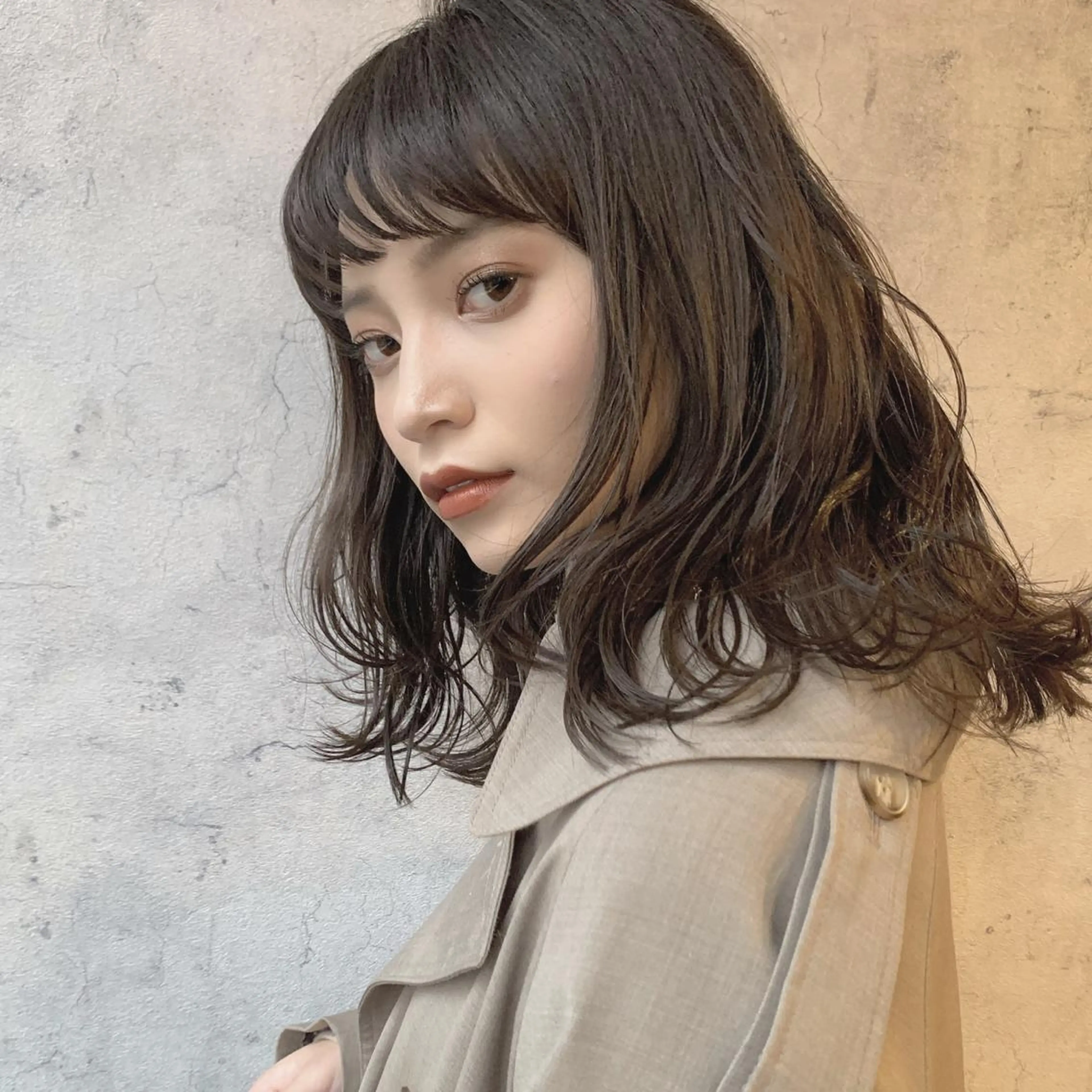 セミロング カラー ブラウンカラー モカブラウン カット ヘアカラー トリートメント 池田 真由美のヘアスタイル