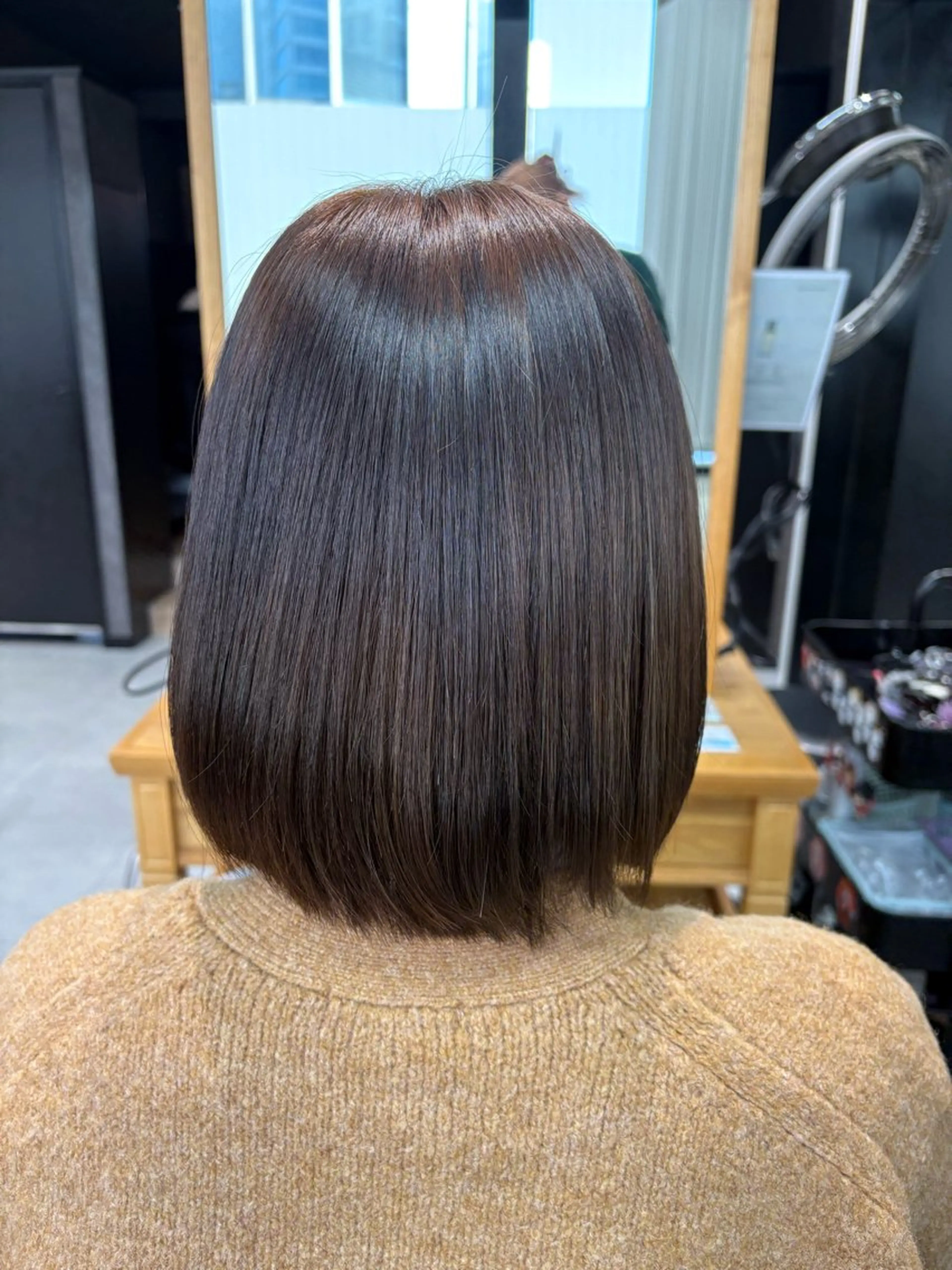 ミディアム 髪質改善 縮毛矯正 トリートメント 酸熱トリートメント ヘアカラー カラーモデル募集 ✨🤍モモハ🤍✨のヘアスタイル