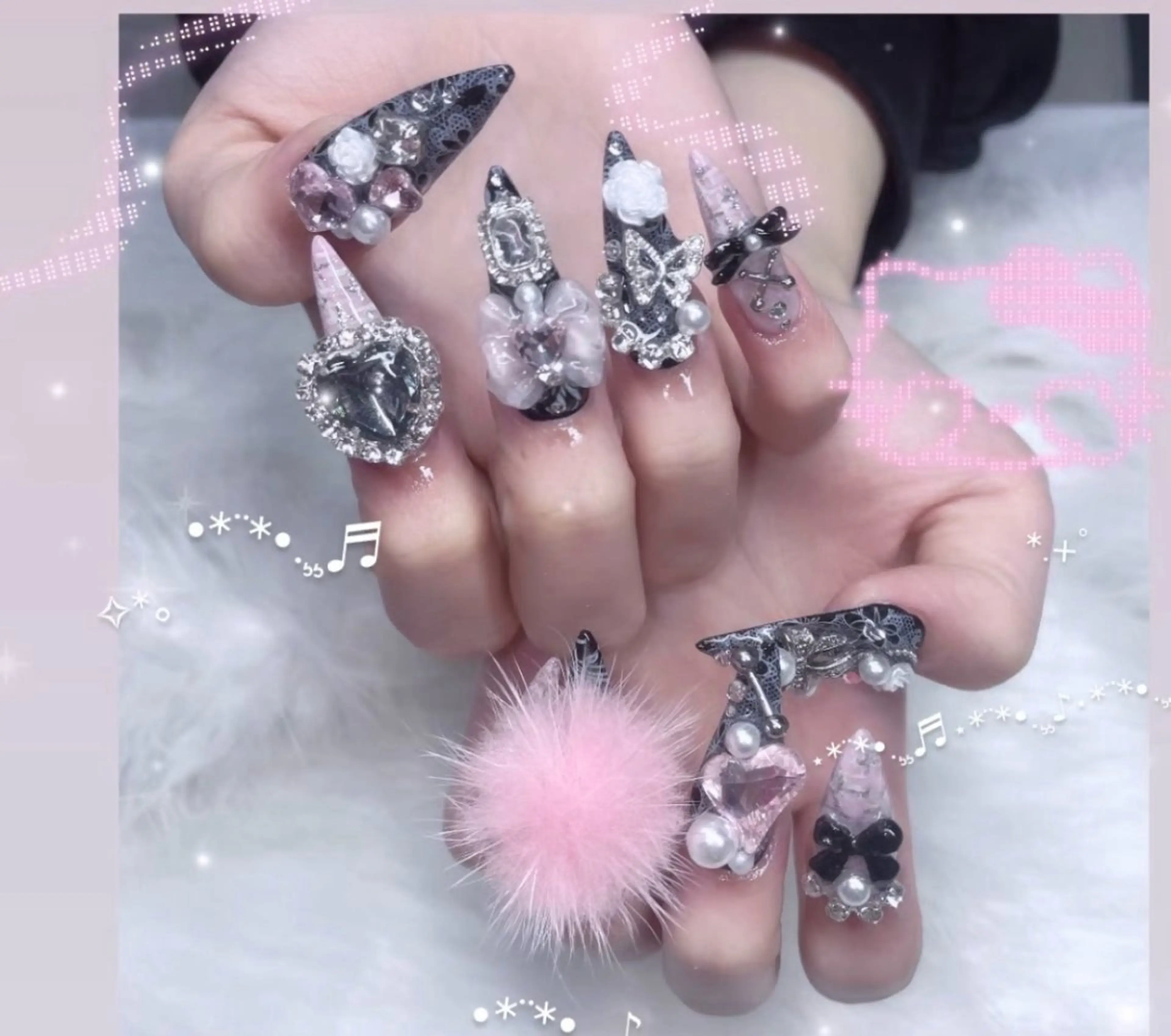 ネイル チークネイル ガーリー キラキラネイル 韓国ネイル ミラーネイル ハンドネイル princess スカルプ専門店のネイルデザイン